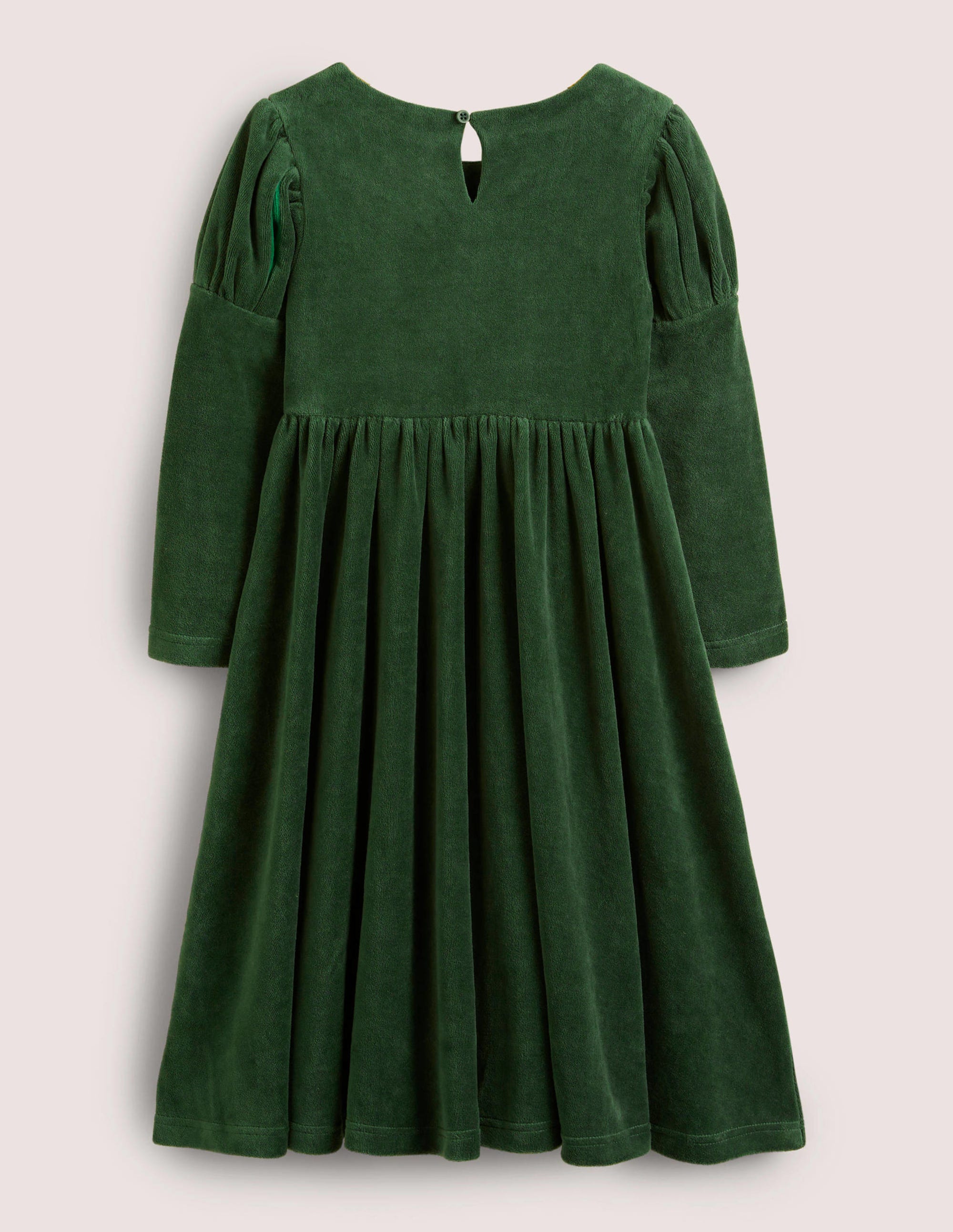Robe en velours à manches bouffantes-Vert trekking - Image 2