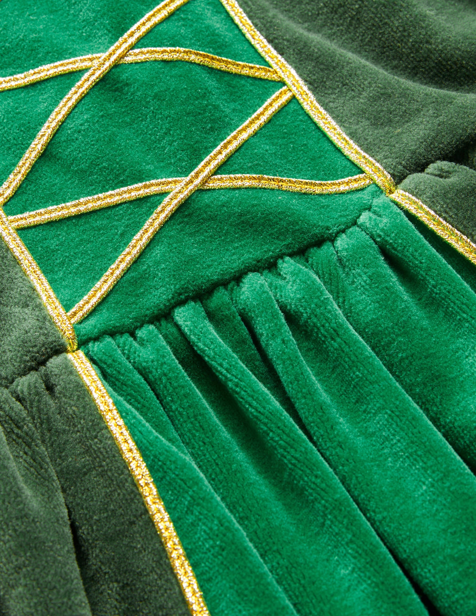 Robe en velours à manches bouffantes-Vert trekking - Image 3