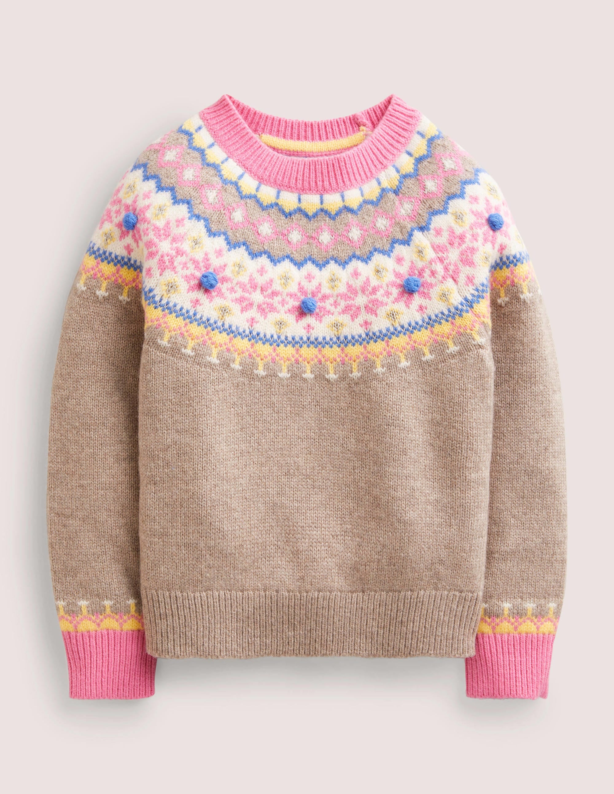 Pullover mit Fair-Isle-Passe-Hellbeige Meliert, Fair-Isle-Muster - Image 1