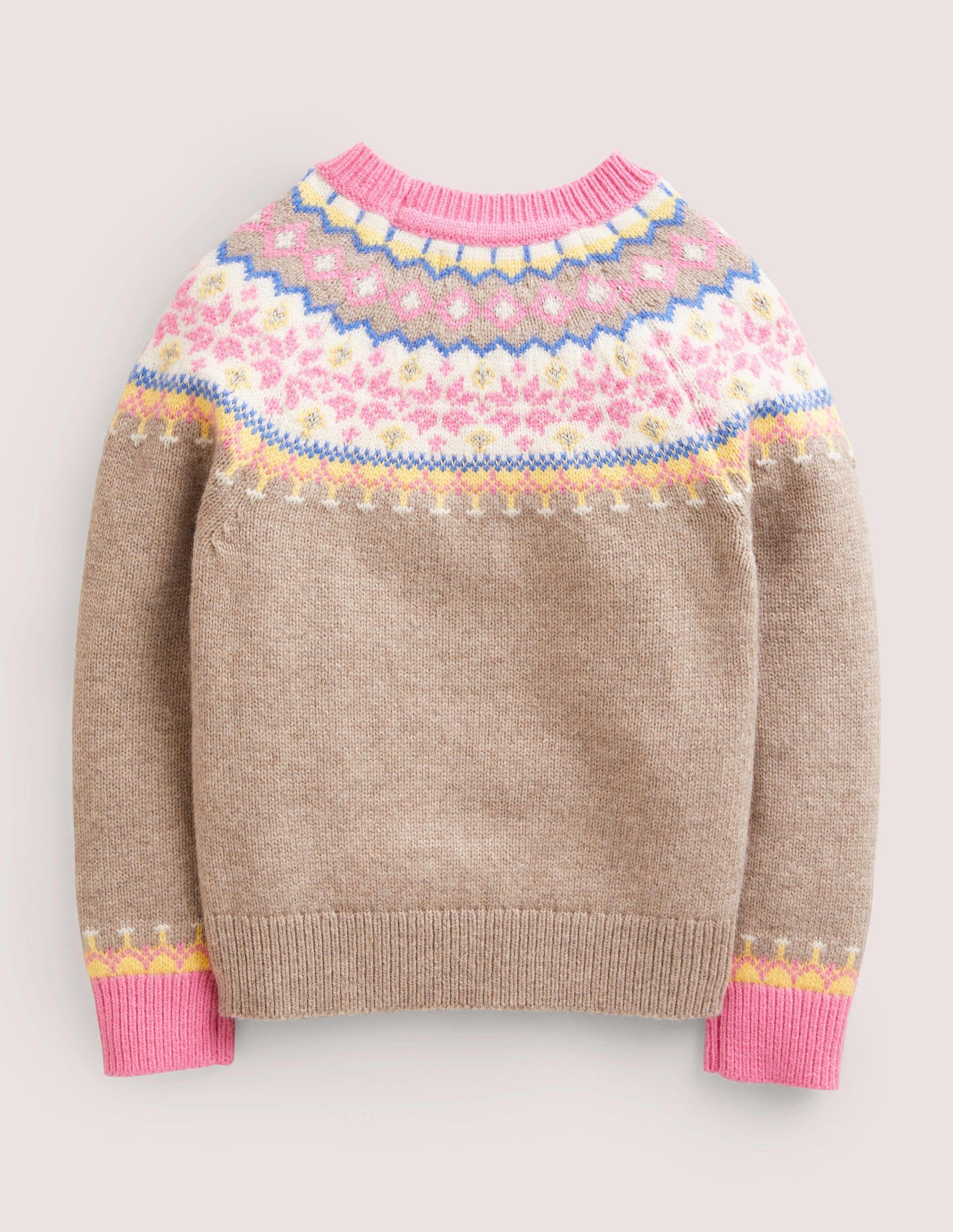 Pullover mit Fair-Isle-Passe-Hellbeige Meliert, Fair-Isle-Muster-2