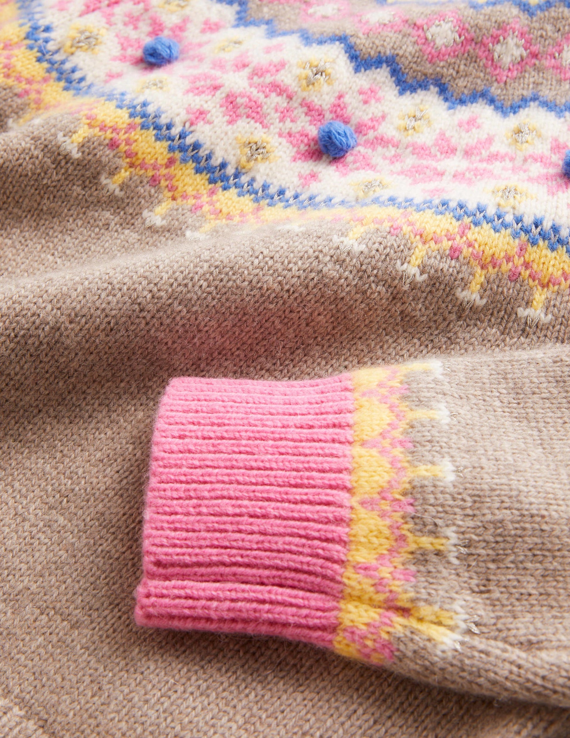 Pullover mit Fair-Isle-Passe-Hellbeige Meliert, Fair-Isle-Muster-3