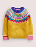 Fun Fair Isle yoke Jumper-Sweetcorn Yellow Fair Isle