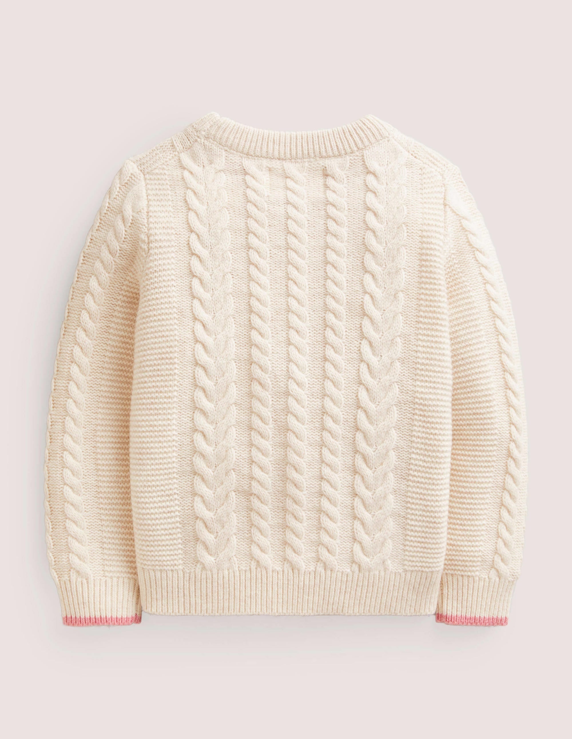 Embroidered Cable Knit Jumper-Ecru Marl Embroidery - Image 2