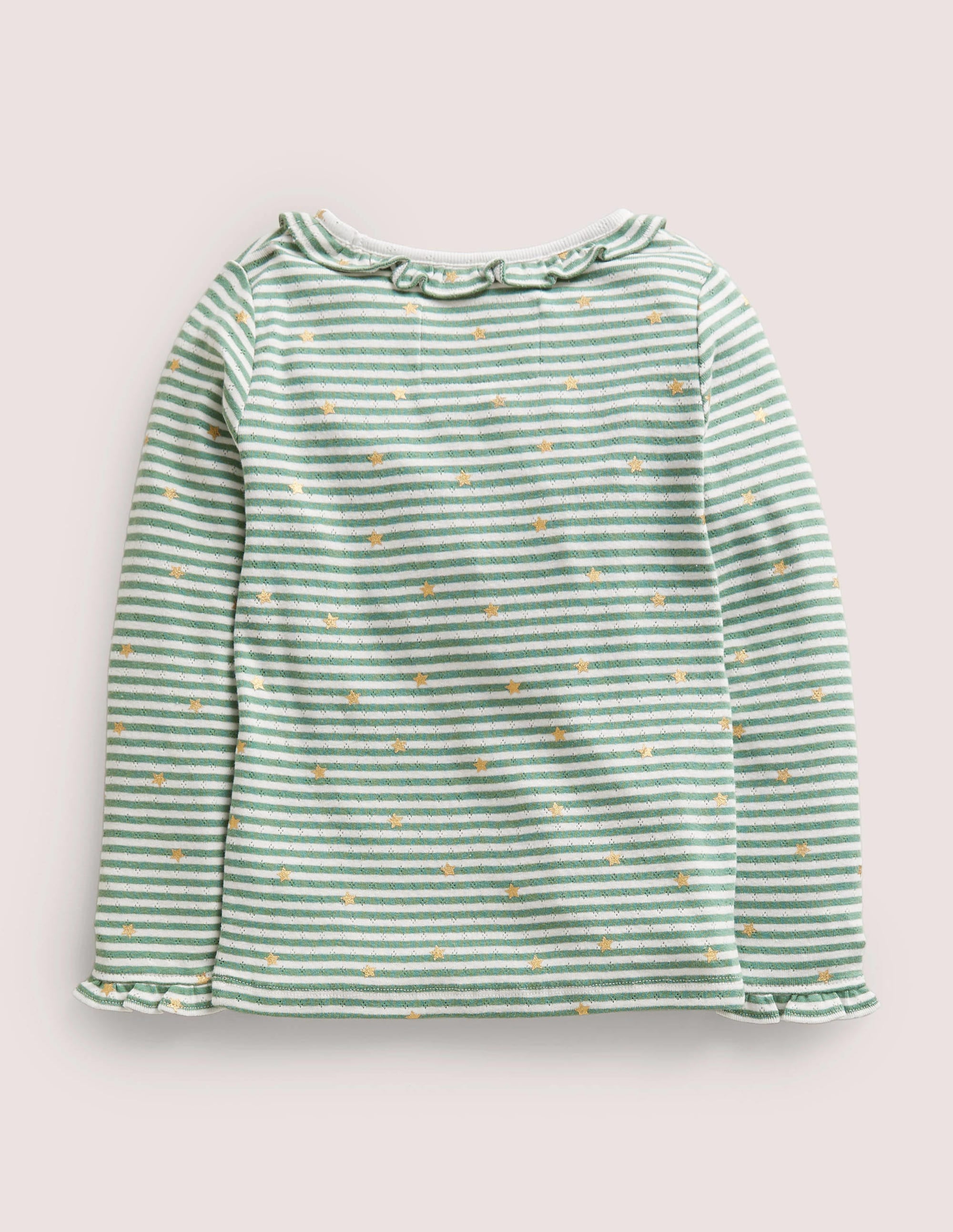Sparkly Ruffle Pointelle Top-Ivory/Csarite Star - Image 2