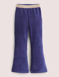 Weit ausgestellte Hose mit Glitzertaille-Segelblau