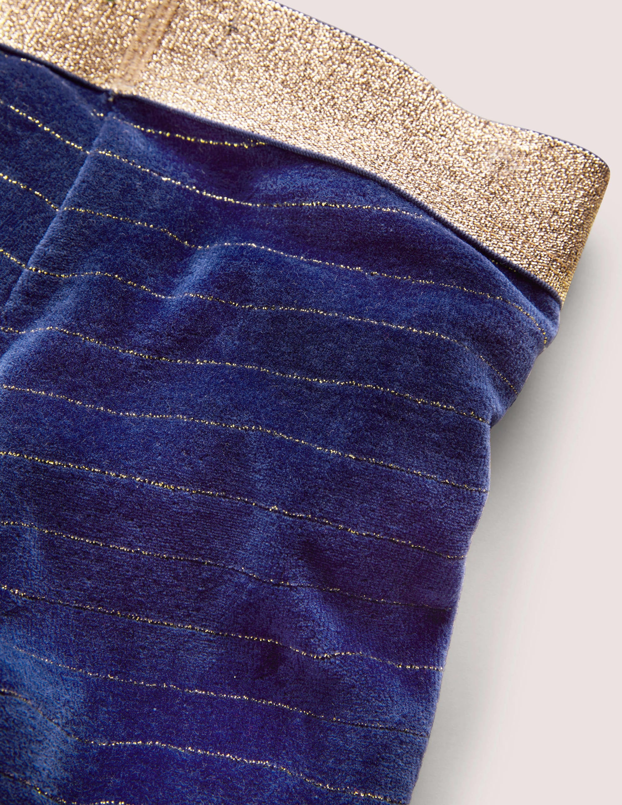 Samtleggings mit Glitzertaille-Segelblau/Gold - Image 3