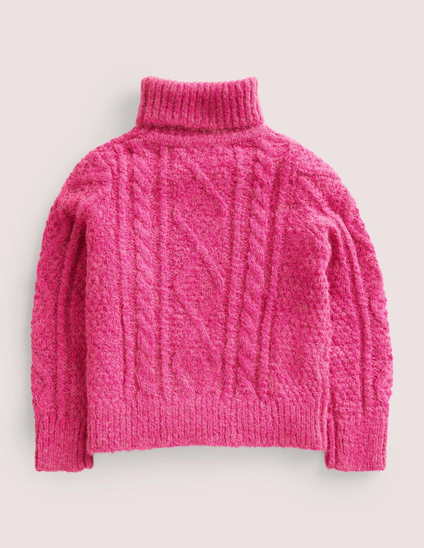 Zopfstrickpullover mit Rollkragen-Knallpink, Zopfmuster