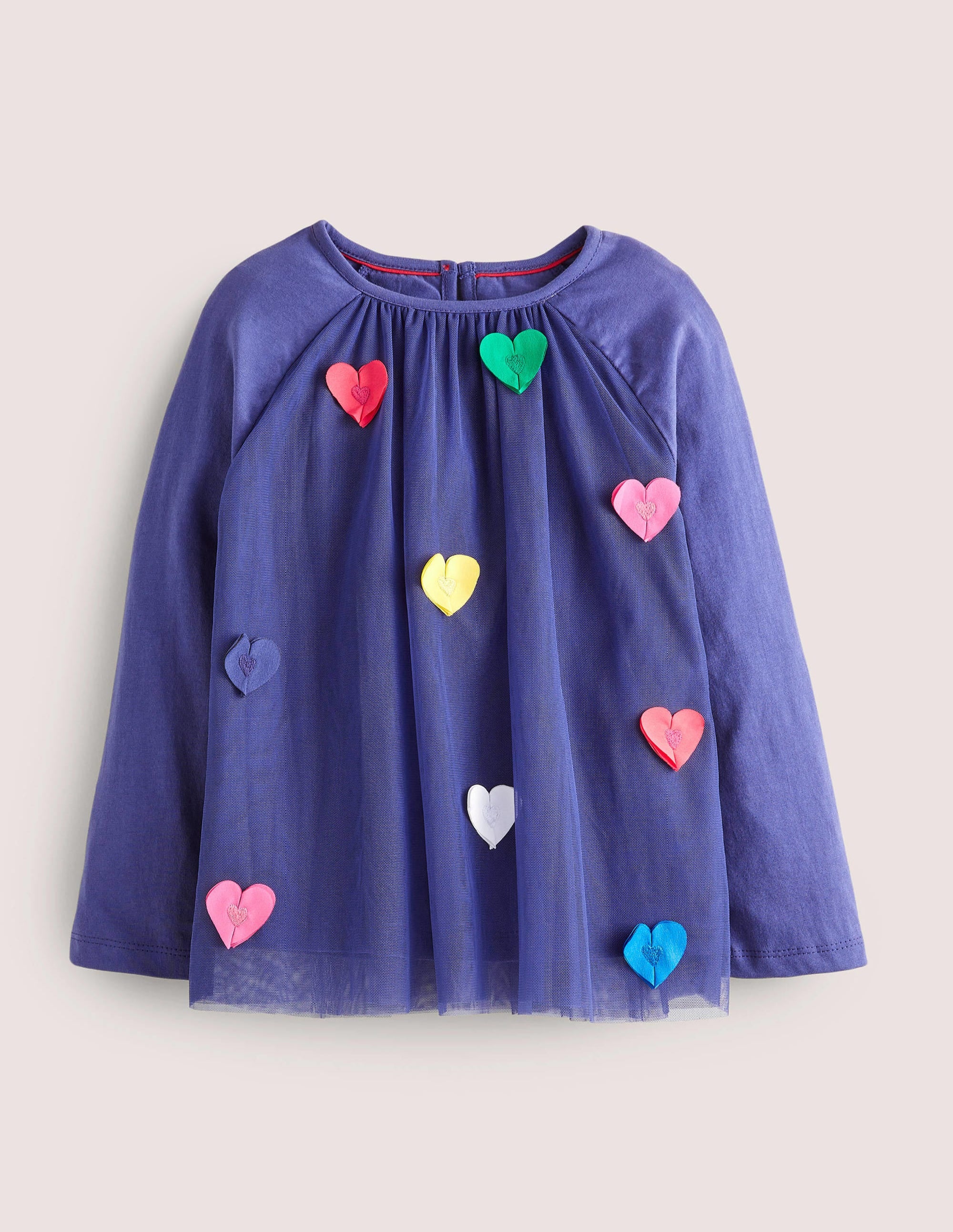 Top en tulle à appliqués-Cœurs aériens bleu tribord - Image 1