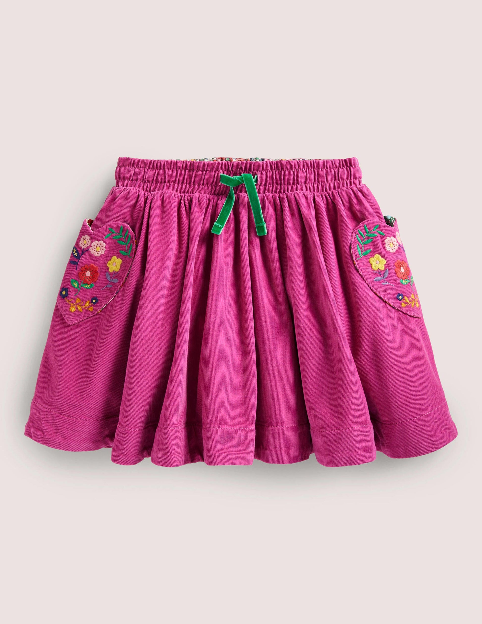 Embroidered Woven Twirly Skirt-Shocking Pink Embroidery-1