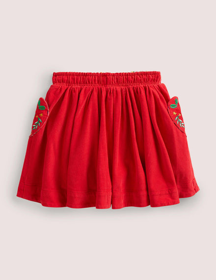 Ausgestellter Webrock mit Stickerei-Rockabilly-Rot, Stickerei