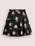 Schwingender Midirock mit Muster-Rauchgrau, Blumenmuster