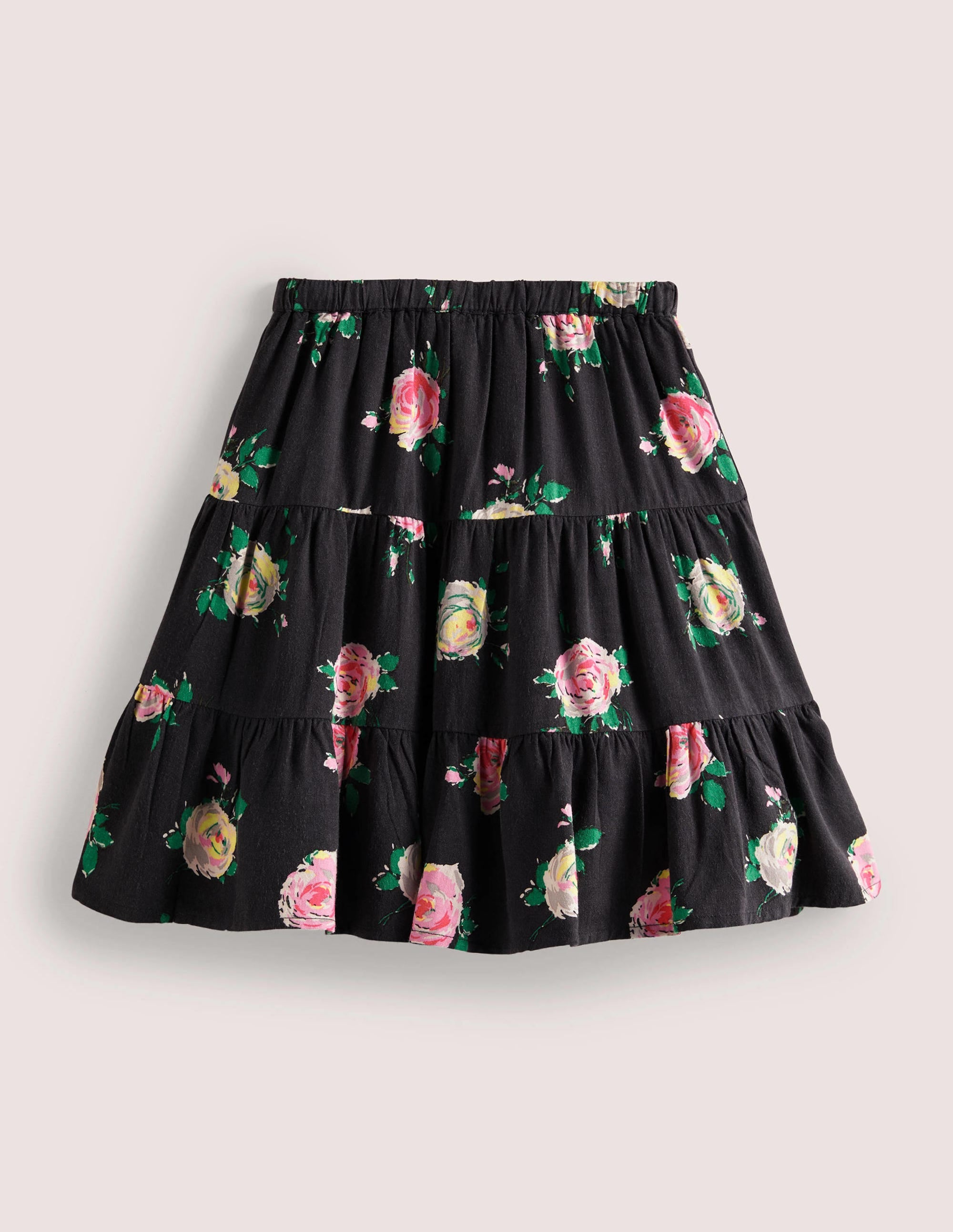 Schwingender Midirock mit Muster-Rauchgrau, Blumenmuster - Image 2