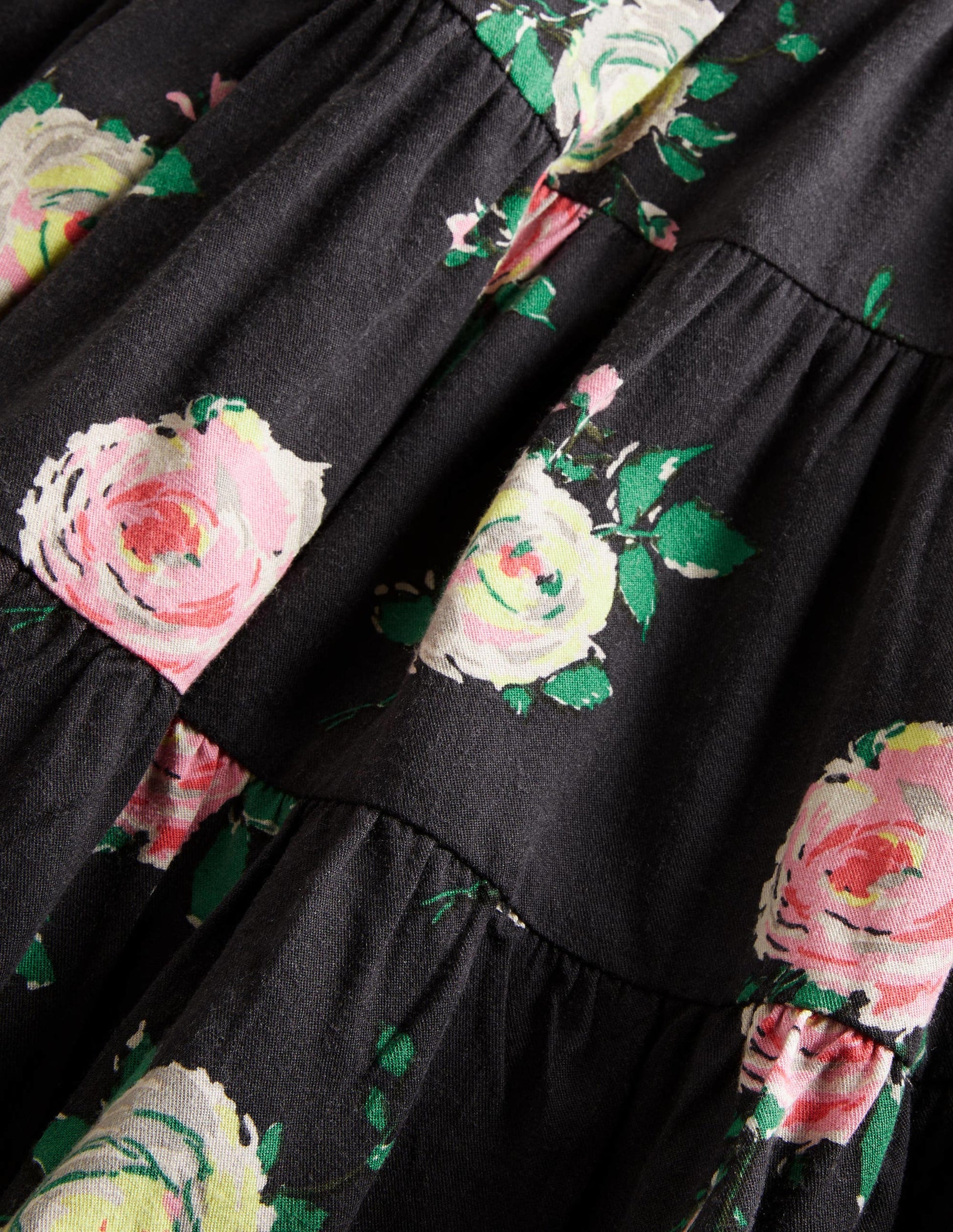 Schwingender Midirock mit Muster-Rauchgrau, Blumenmuster-3