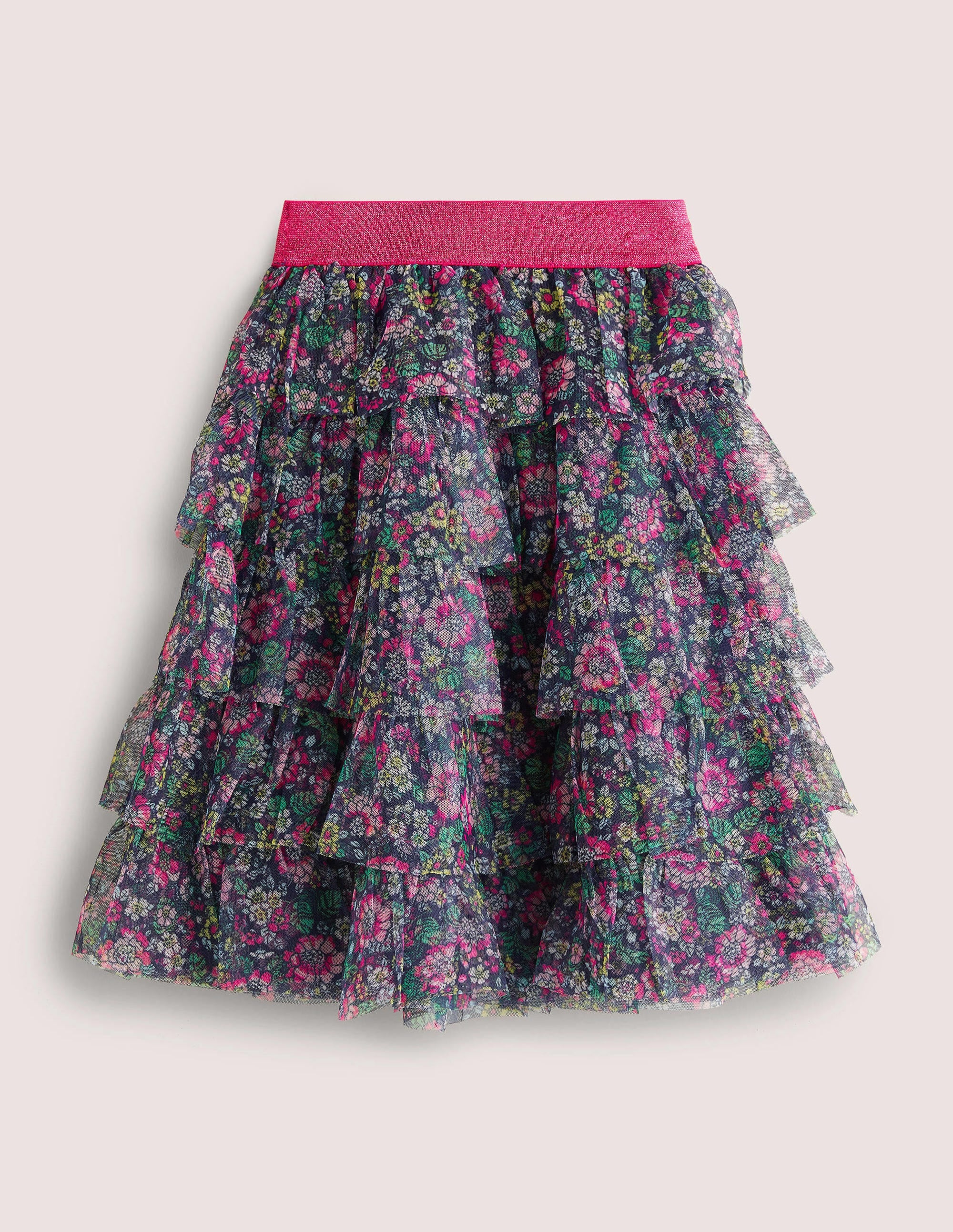 Tüll-Midirock-Segelblau, Vintage-Blumenmuster - Image 2