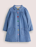 Robe tissée avec col-Chambray