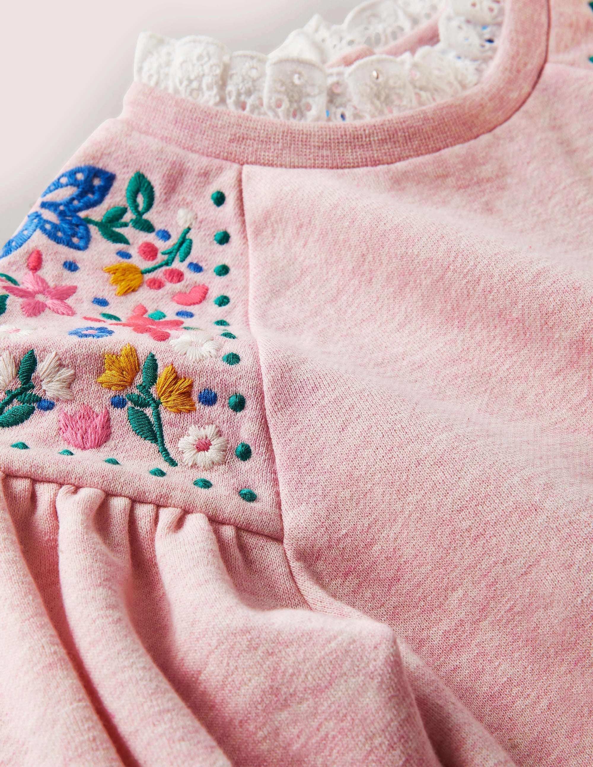 Besticktes Sweatshirt-Rosa Meliert - Image 3