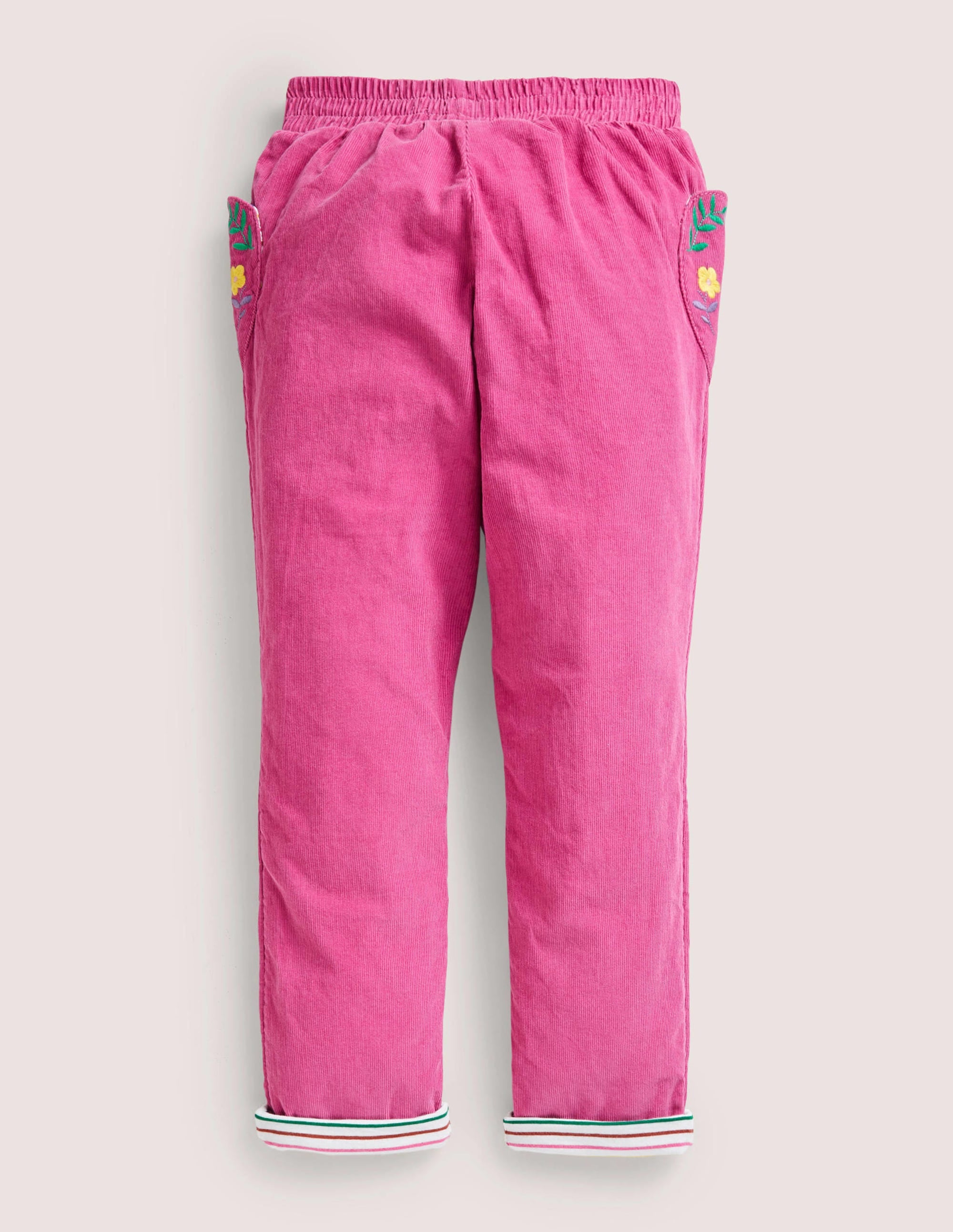 Gefütterte Cordhose zum Hineinschlüpfen-Knallpink, Stickerei - Image 2
