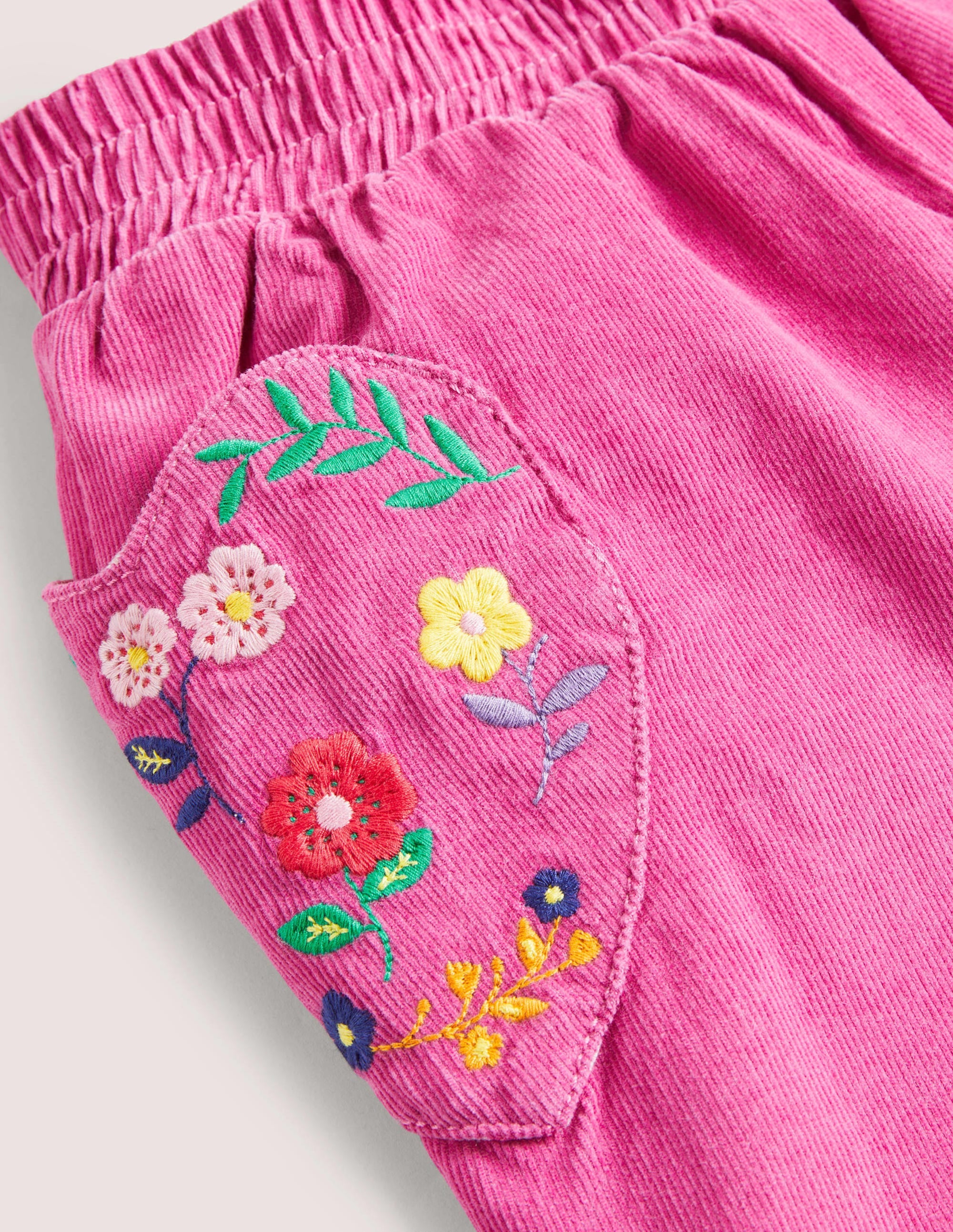 Gefütterte Cordhose zum Hineinschlüpfen-Knallpink, Stickerei - Image 3