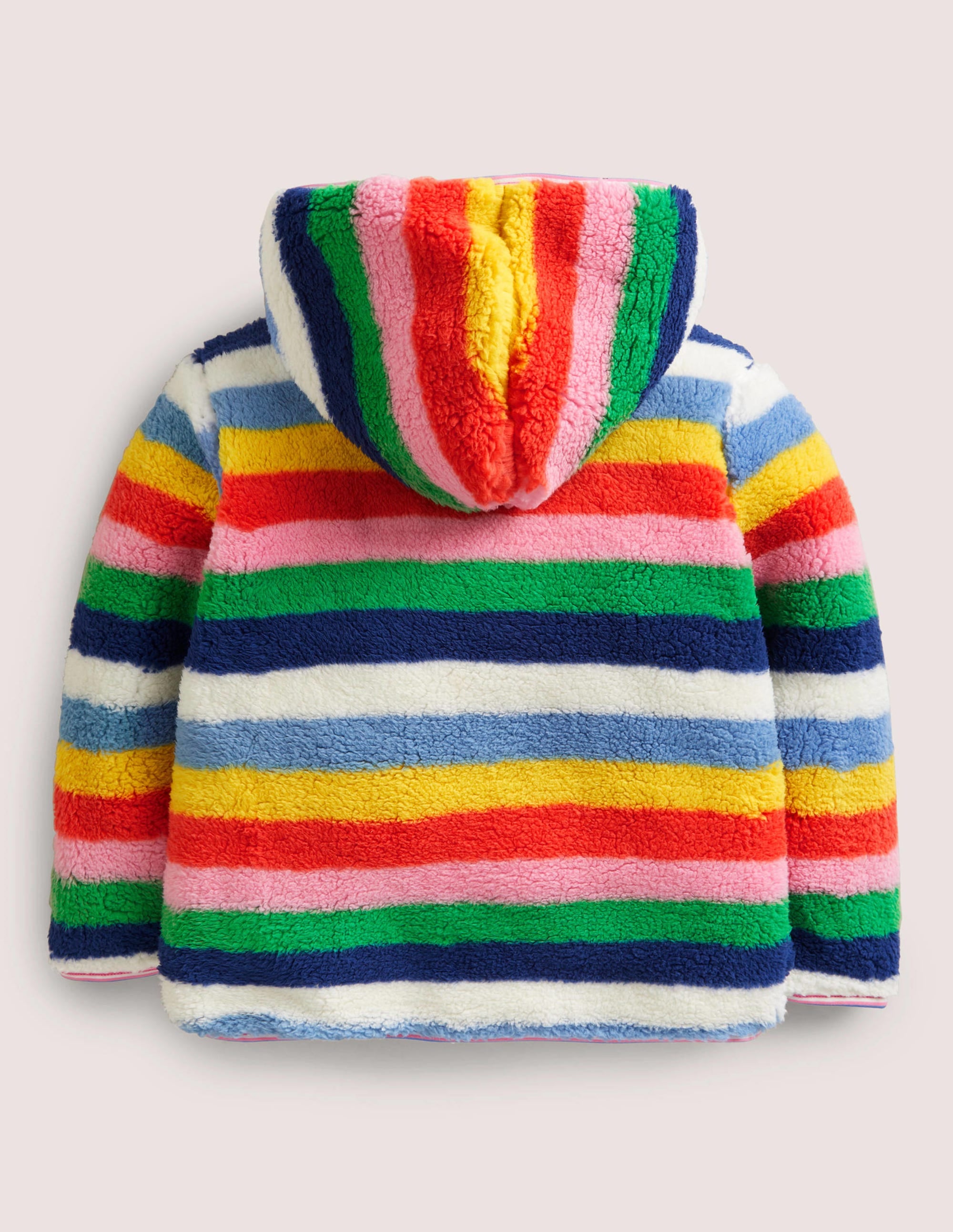 Sweat à capuche réversible en polaire cosy-Rayé bleu multi - Image 2