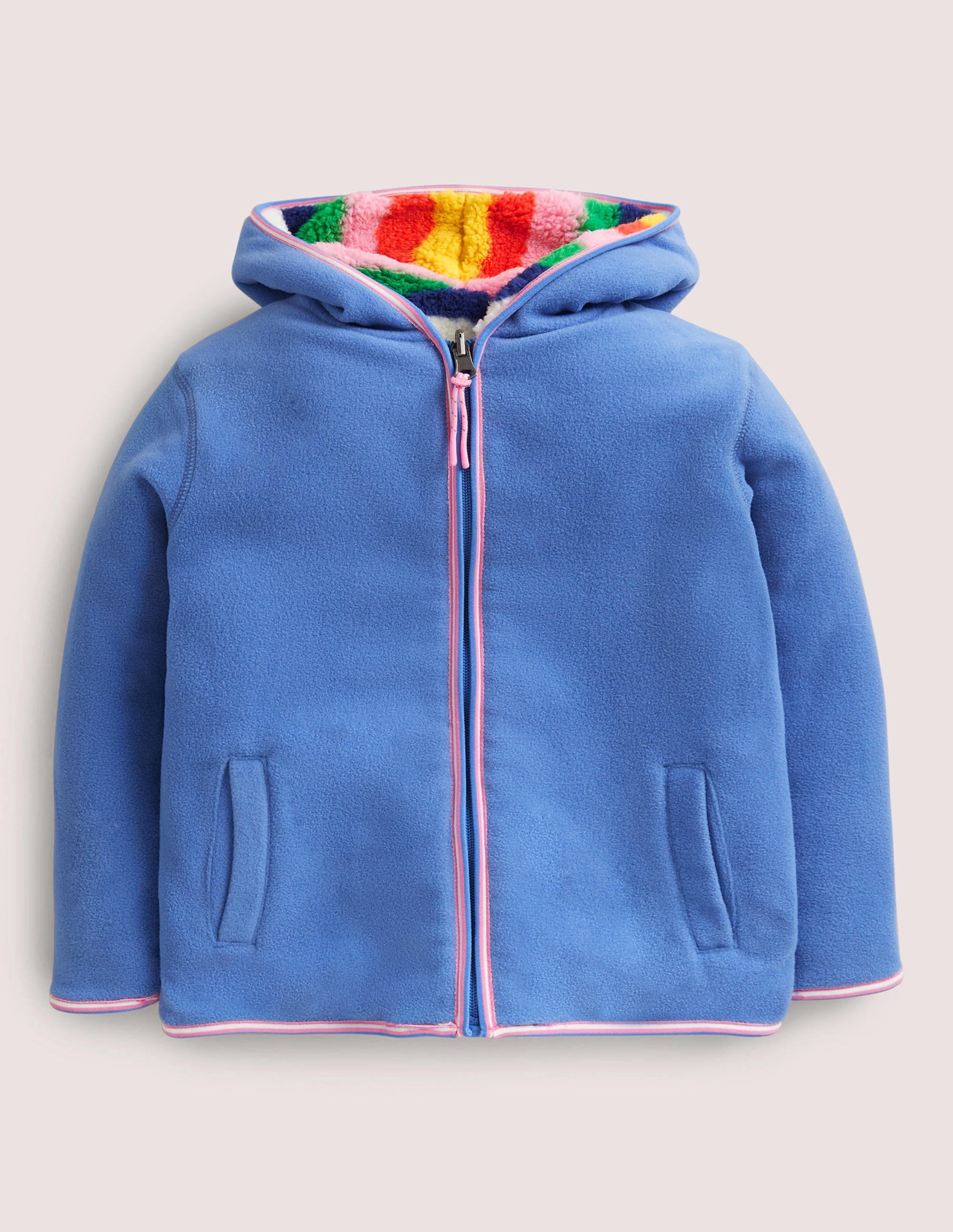 Sweat à capuche réversible en polaire cosy-Rayé bleu multi - Image 4