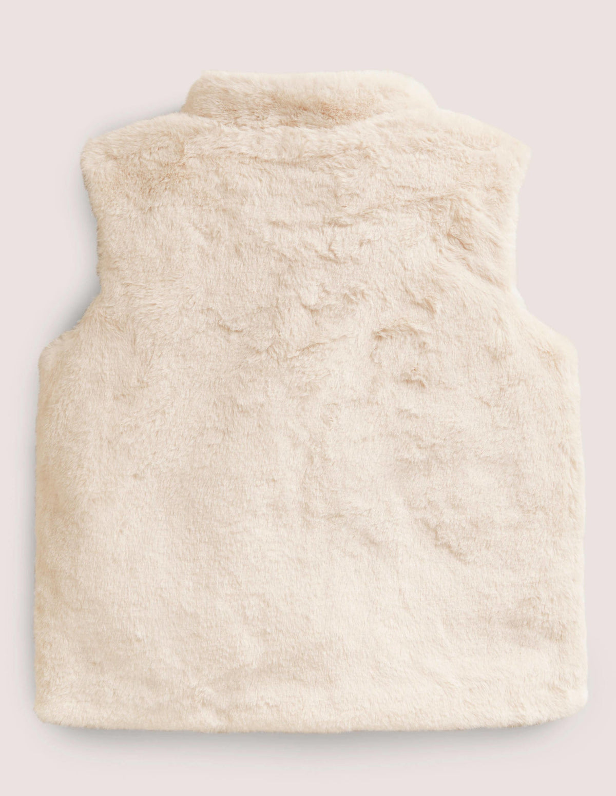 White Faux Fur Gilet with Cat Pockets-Hellbeige - Image 2