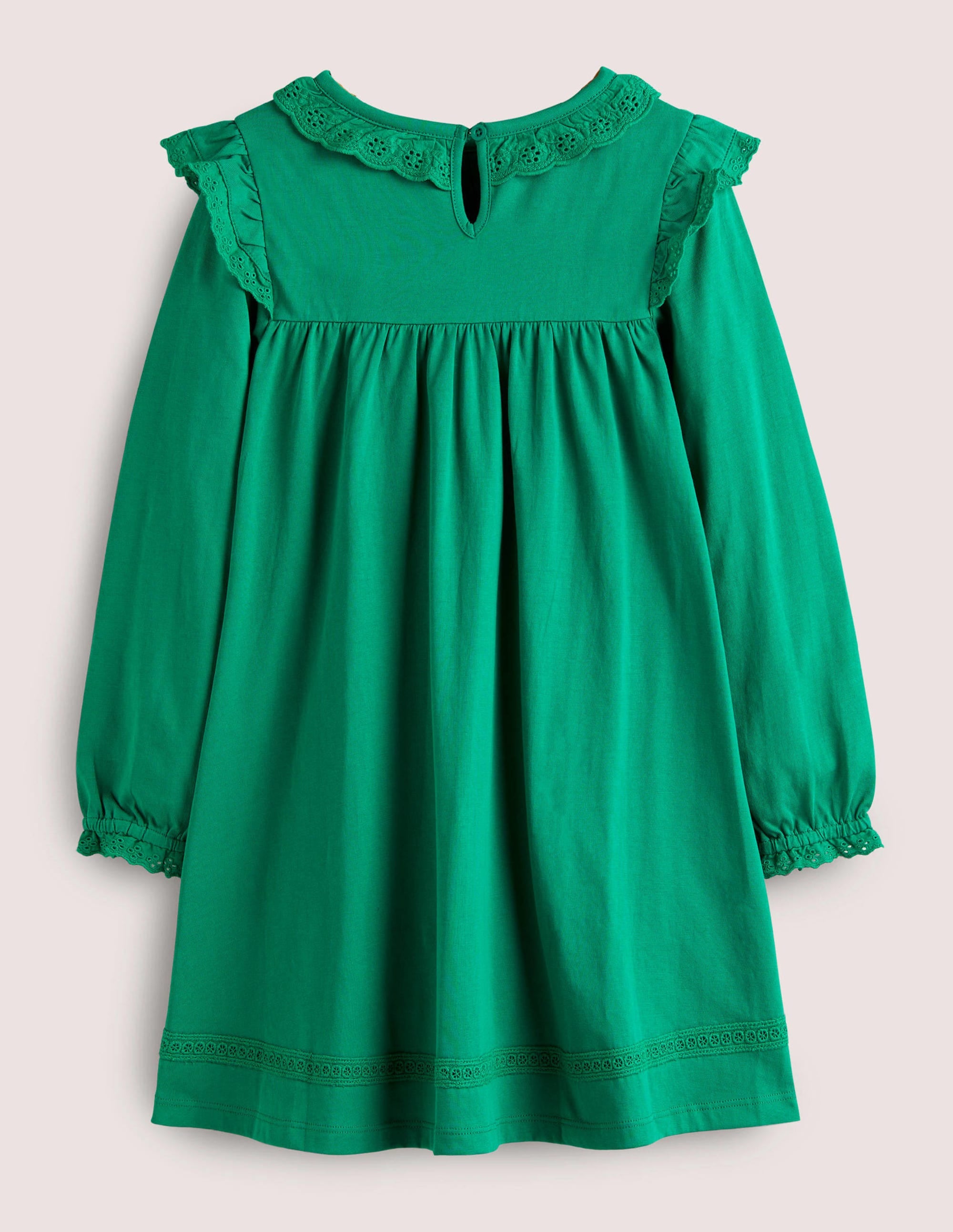 Rüschenkleid mit Lochstickerei-Waldgrün - Image 2
