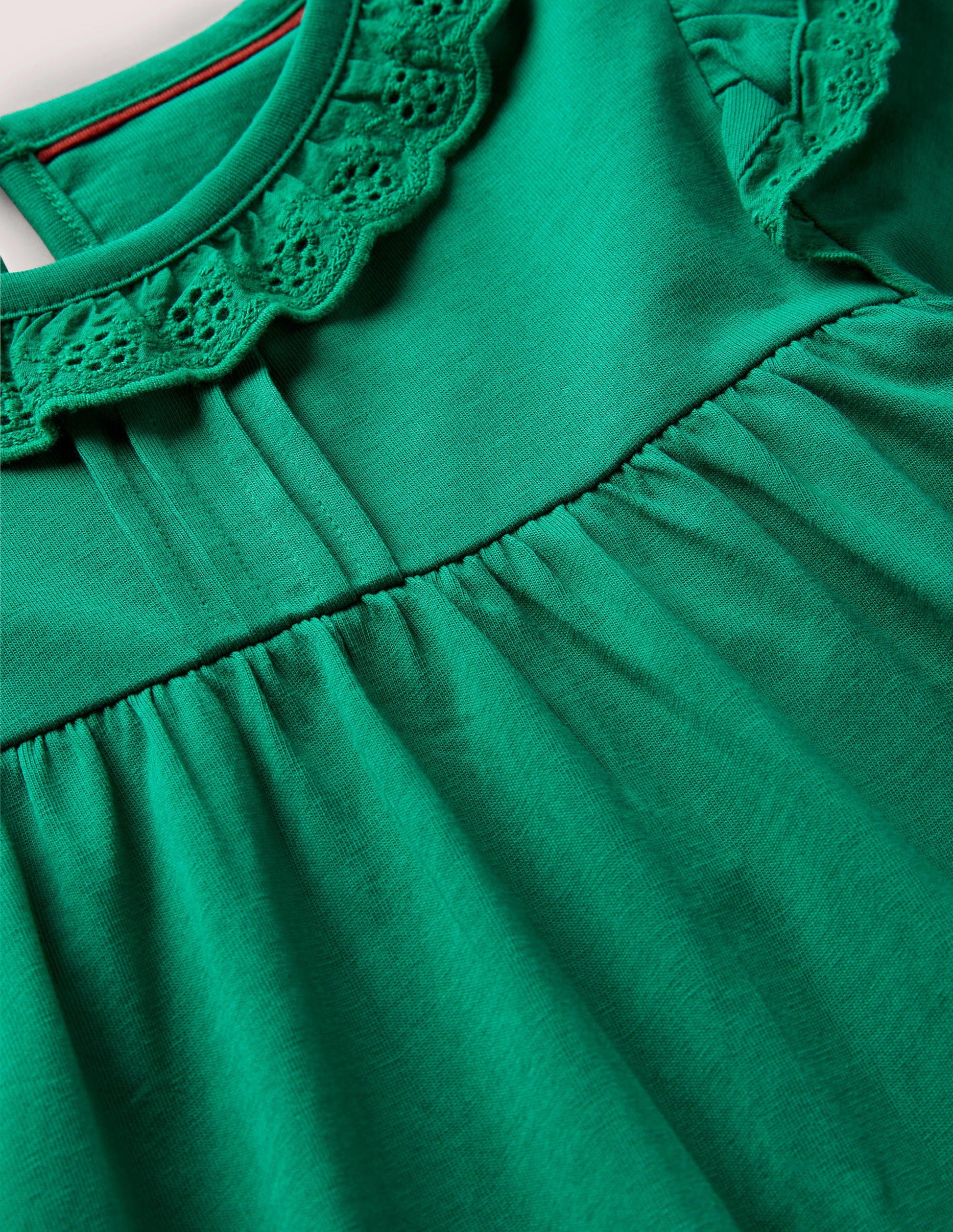 Rüschenkleid mit Lochstickerei-Waldgrün-3