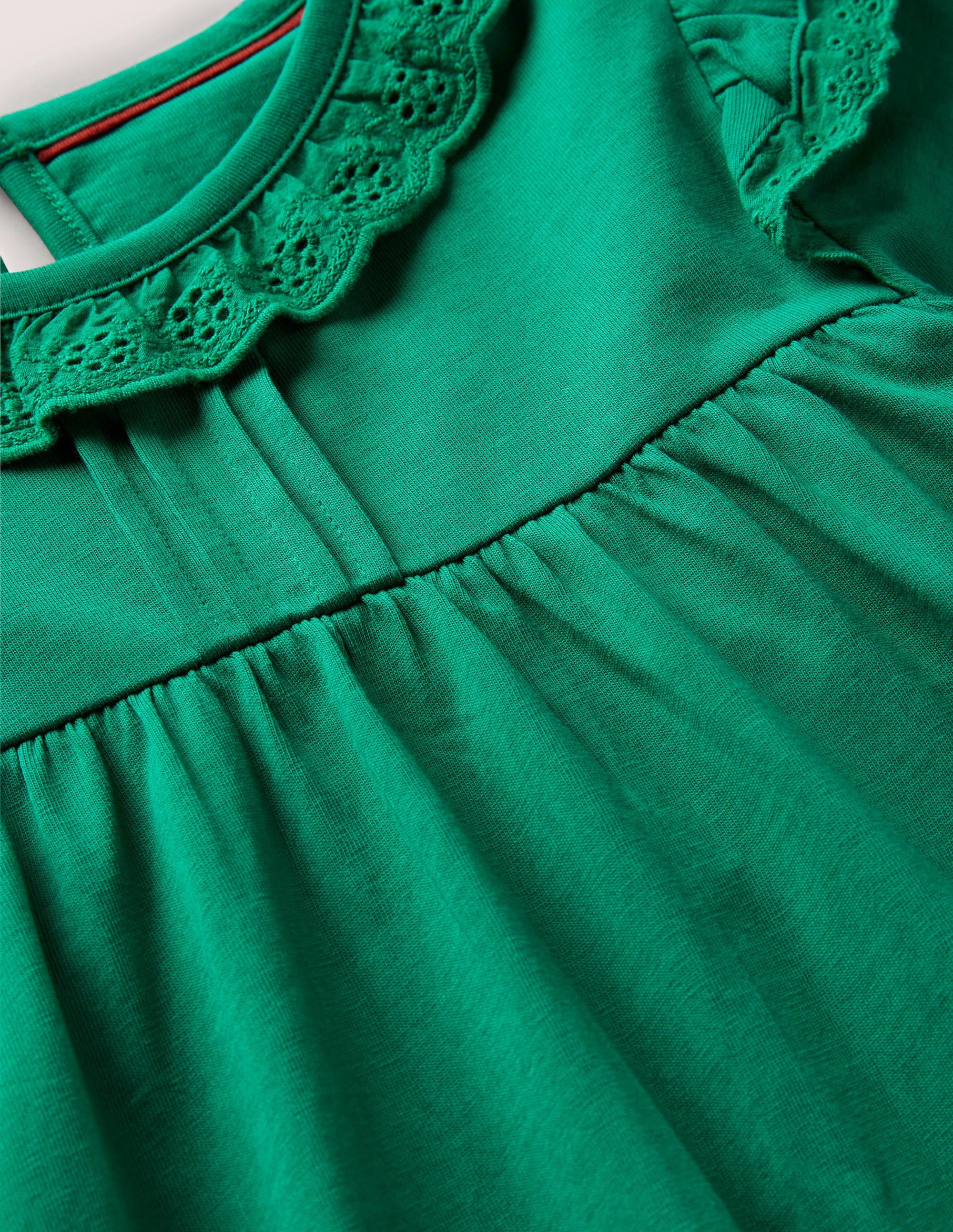 Rüschenkleid mit Lochstickerei-Waldgrün - Image 3