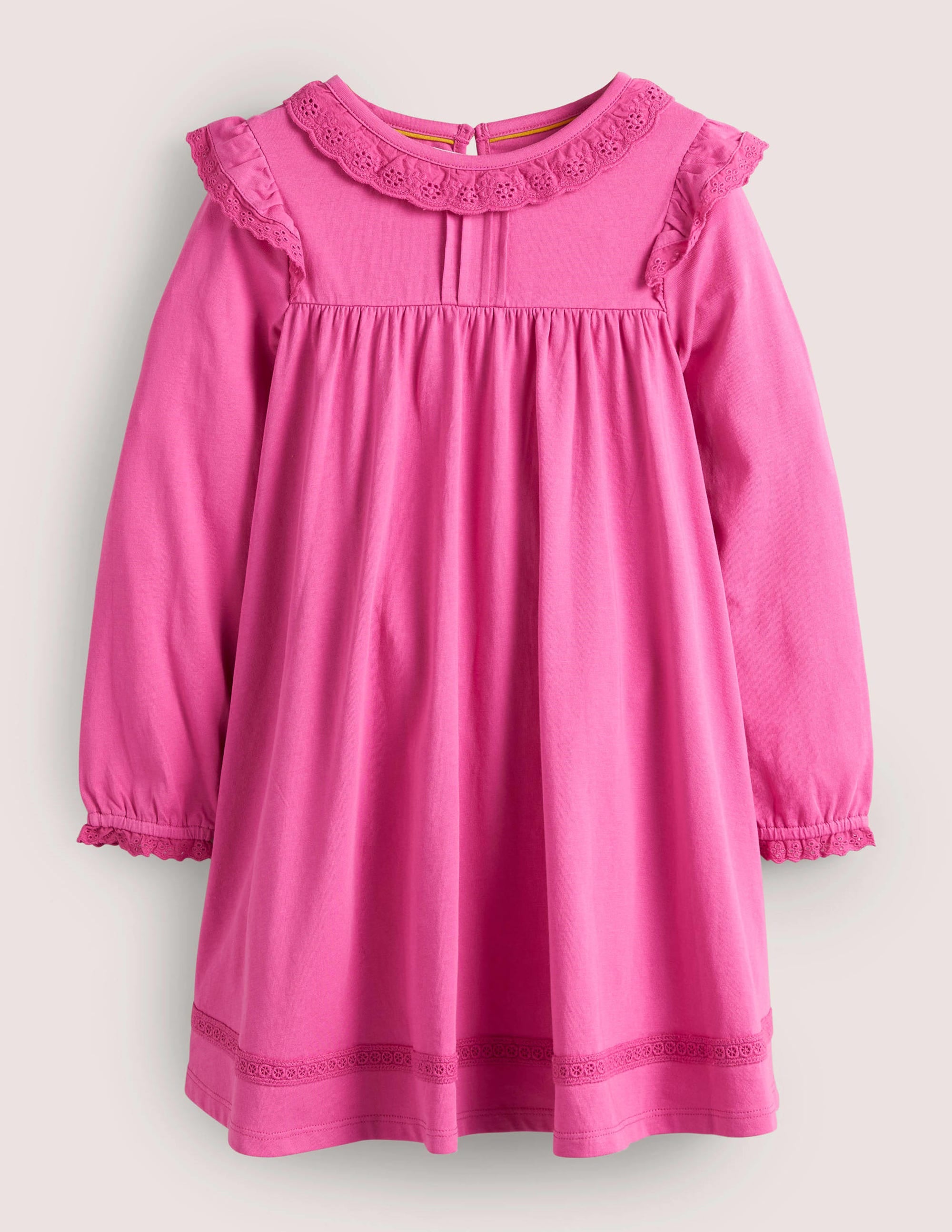 Rüschenkleid mit Lochstickerei-Rosarot - Image 1