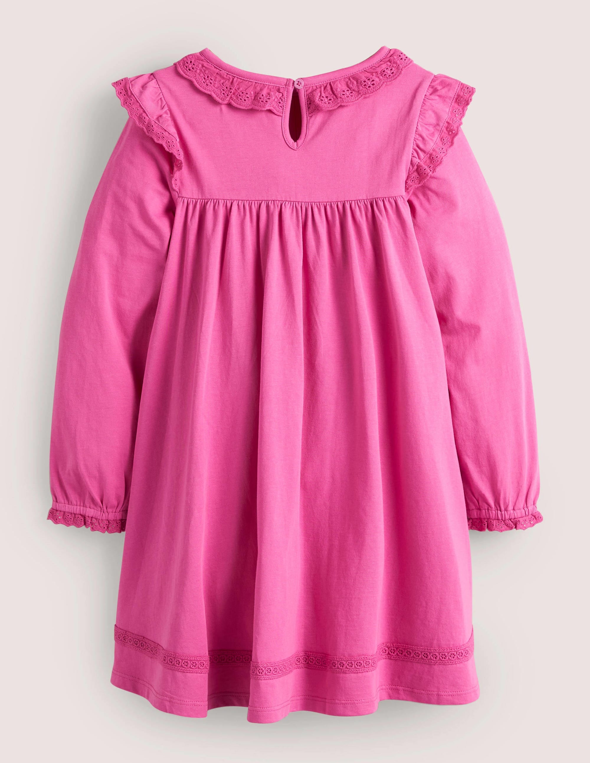 Rüschenkleid mit Lochstickerei-Rosarot - Image 2