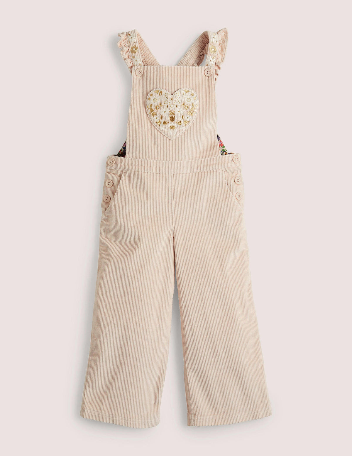 Cord-Latzhose mit Herztasche-Braunrosa - Image 1