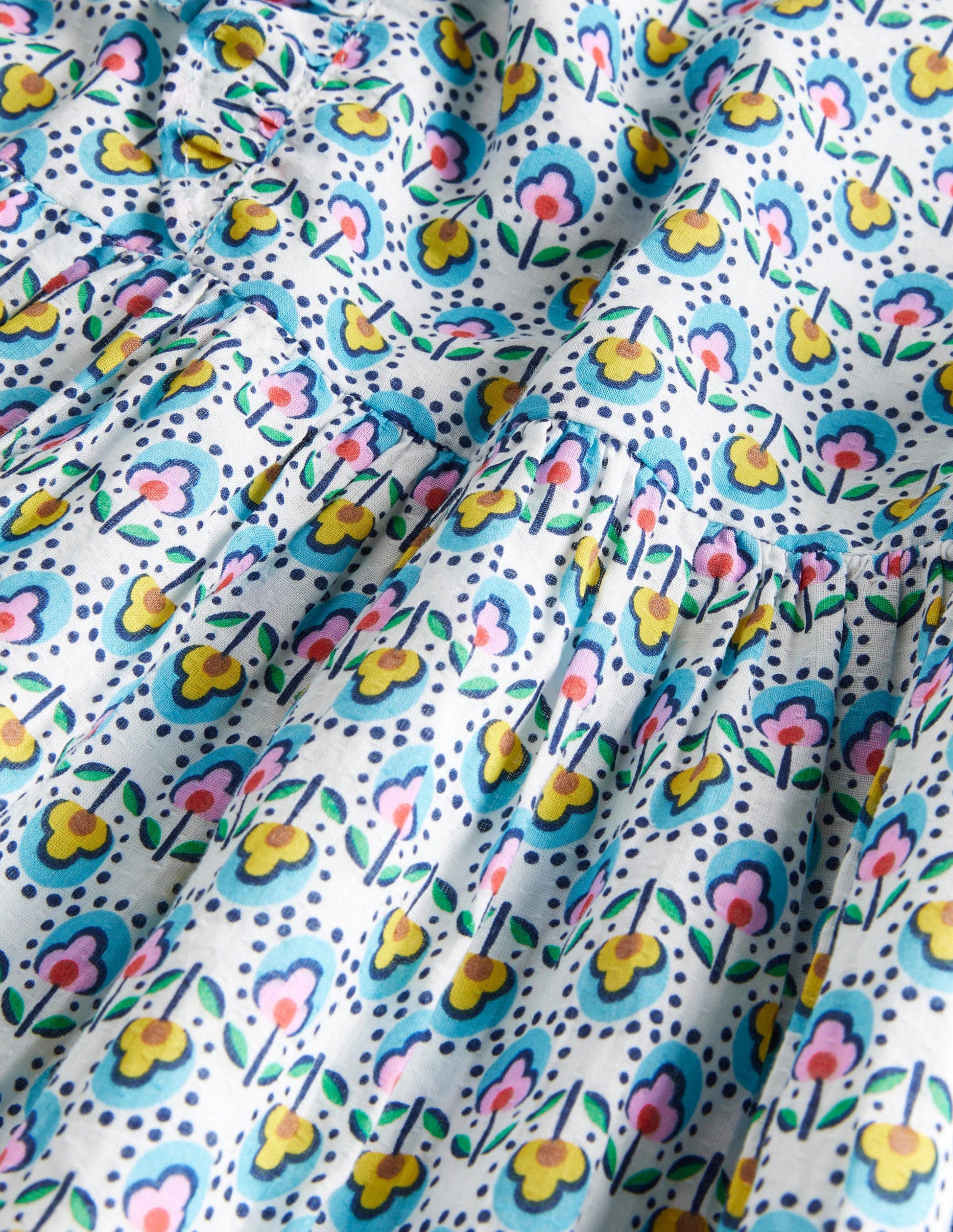 Robe tissée à volants-Motif Pretty Bud ivoire-3