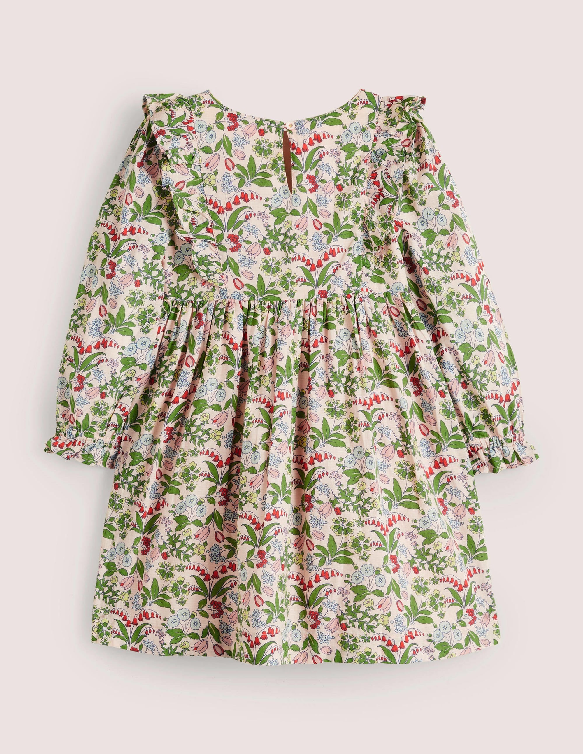 Pink Wildflower Frill Tiered Dress-Dusky pink wildflower - Image 2