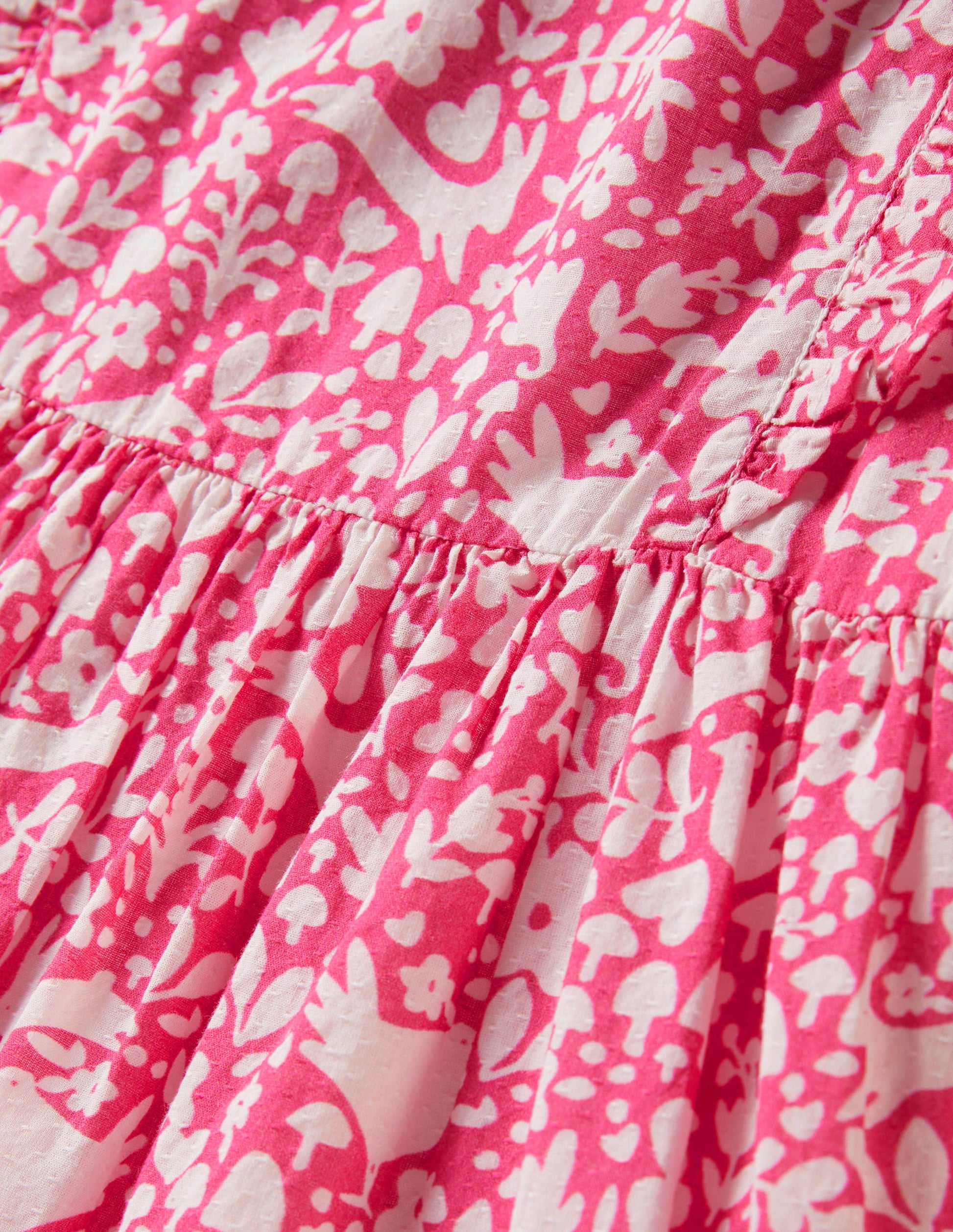 Gestuftes Webkleid mit Rüschen-Rosa, Waldmotiv, Toile-3