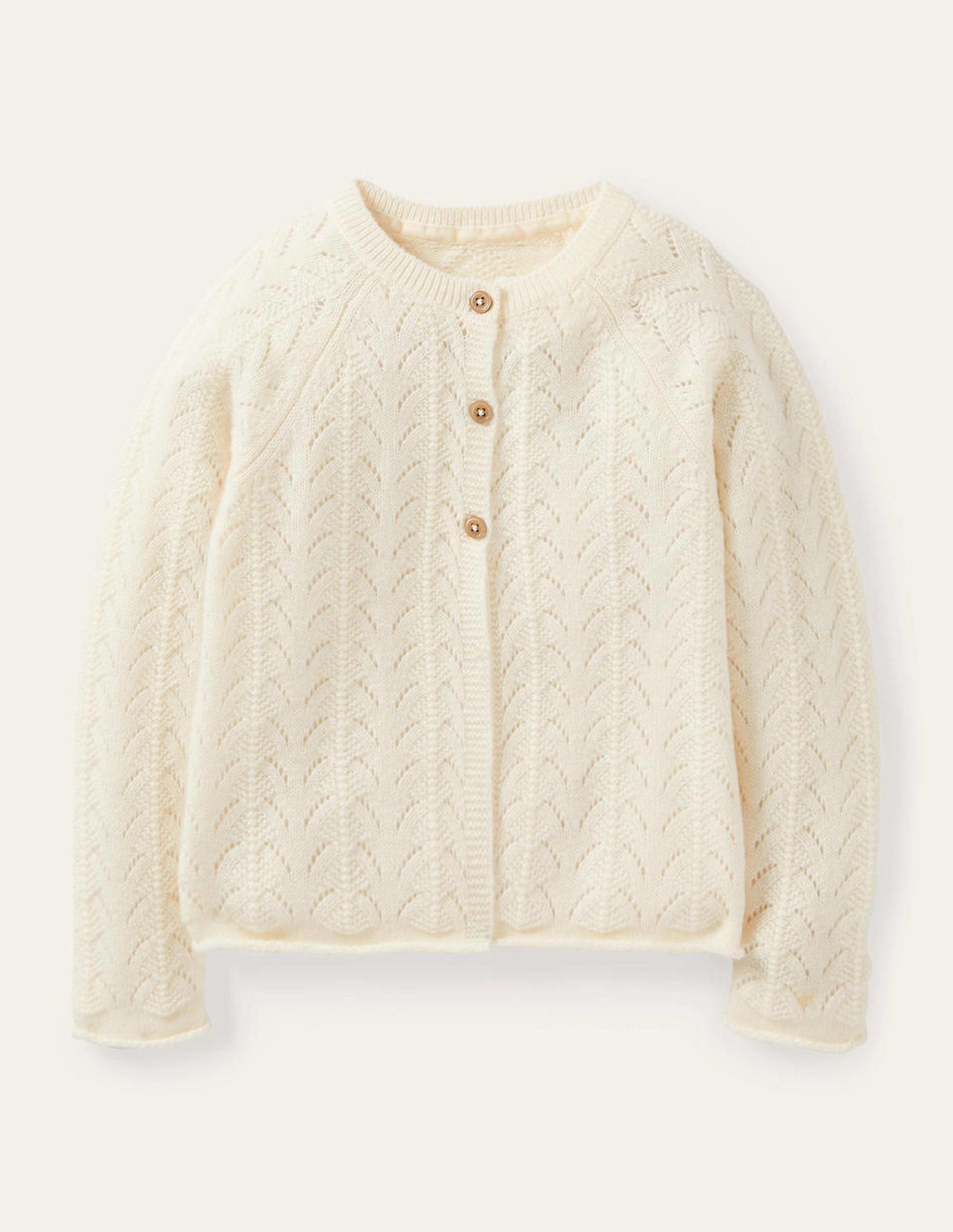Cardigan en cachemire-Torsade écru chiné - Image 1