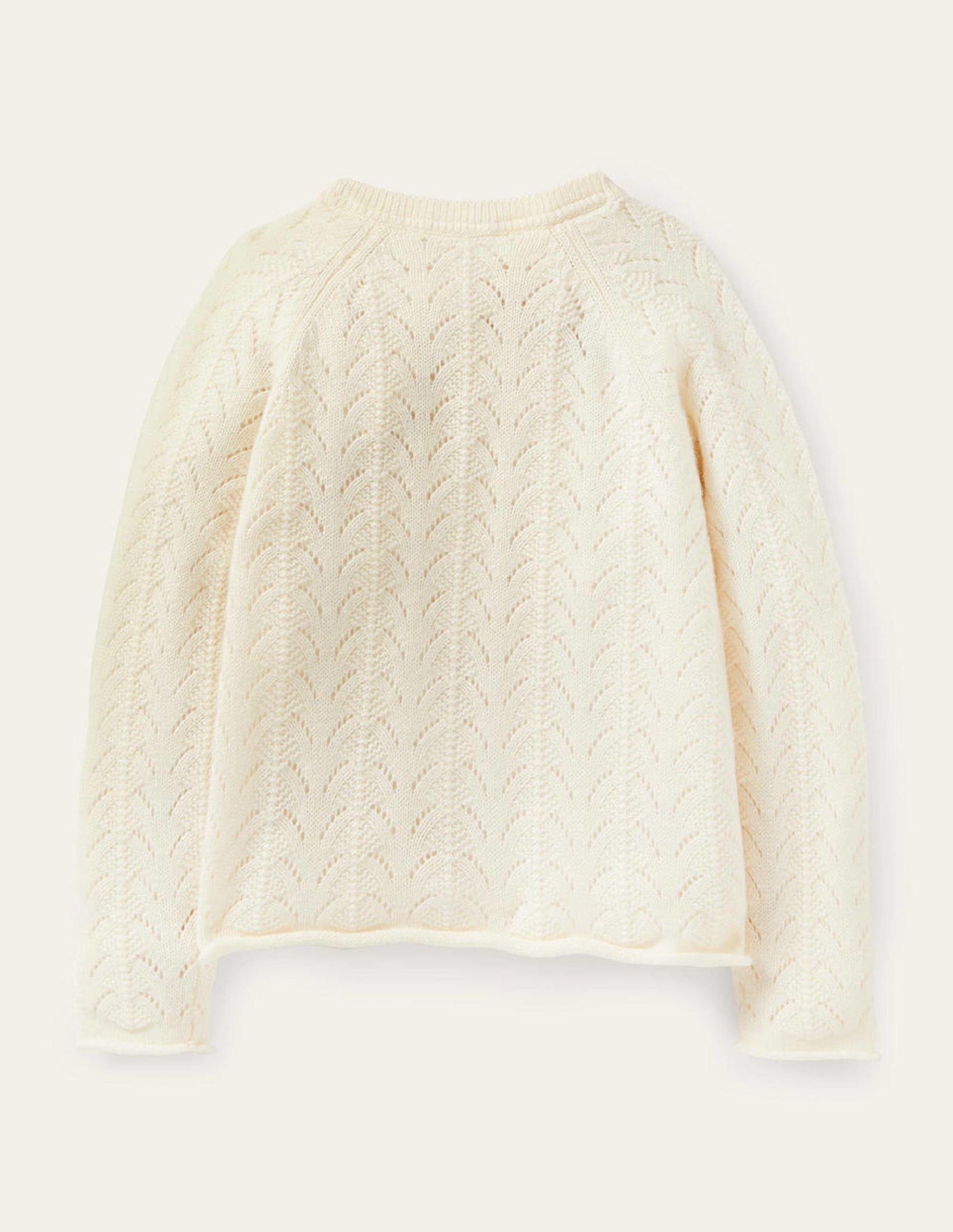 Kaschmircardigan-Ecru Meliert, Zopfmuster-2