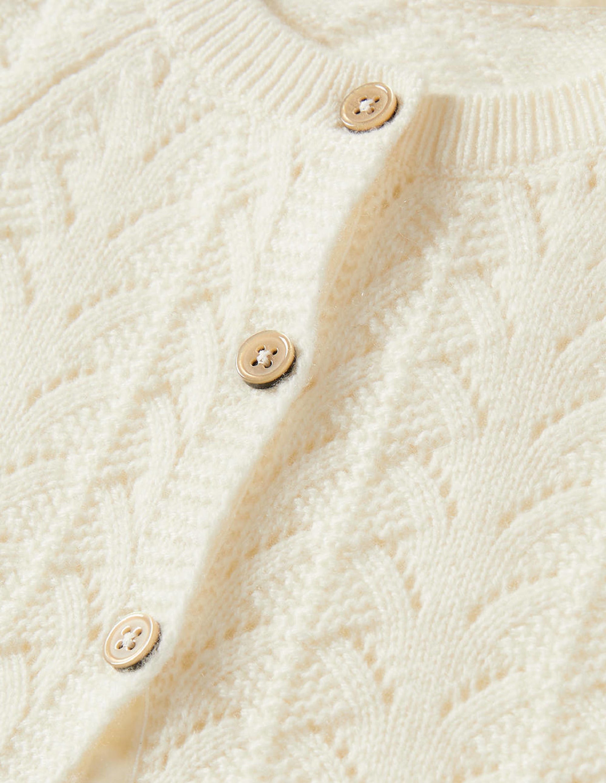 Cardigan en cachemire-Torsade écru chiné - Image 3