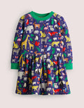 Sweatshirt-Kleid aus Jersey-Segelblau, Tiere der Welt