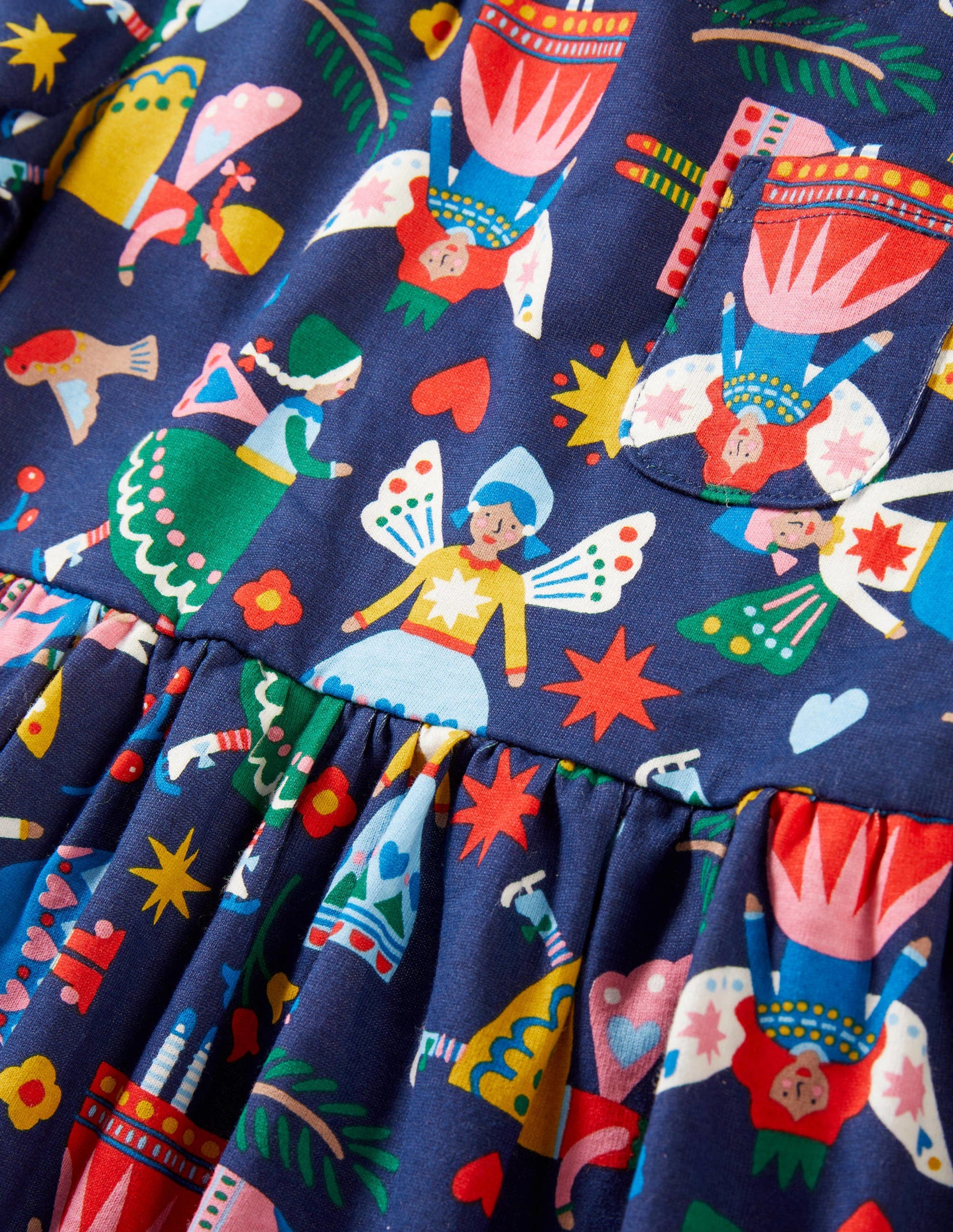 Fröhliches Jerseykleid mit langen Ärmeln-Schuluniform-Navy, Folkloristische Feen-3