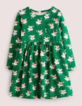 Robe en jersey fun à manches longues-Fées vert clairière ombragée