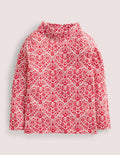Roll Neck Supersoft T-shirt-Rockabilly Red Folk Hearts