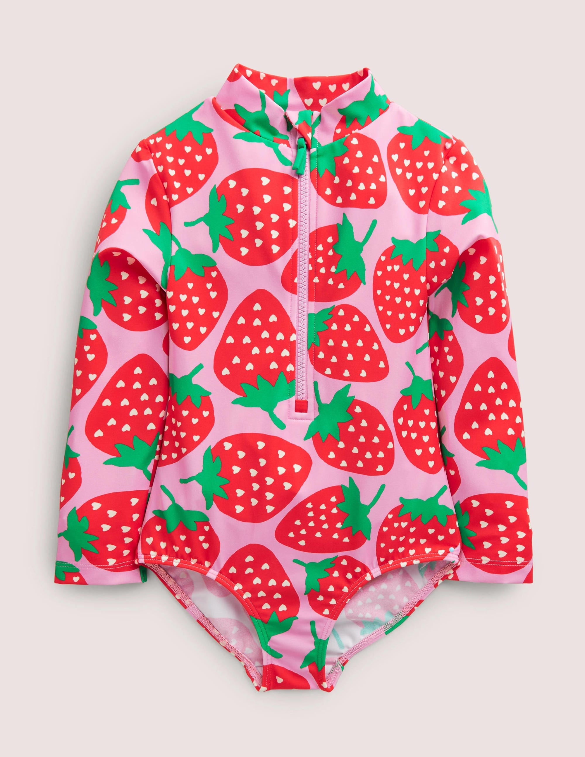 Maillot de bain à manches longues-Fraises roses bonheur - Image 1