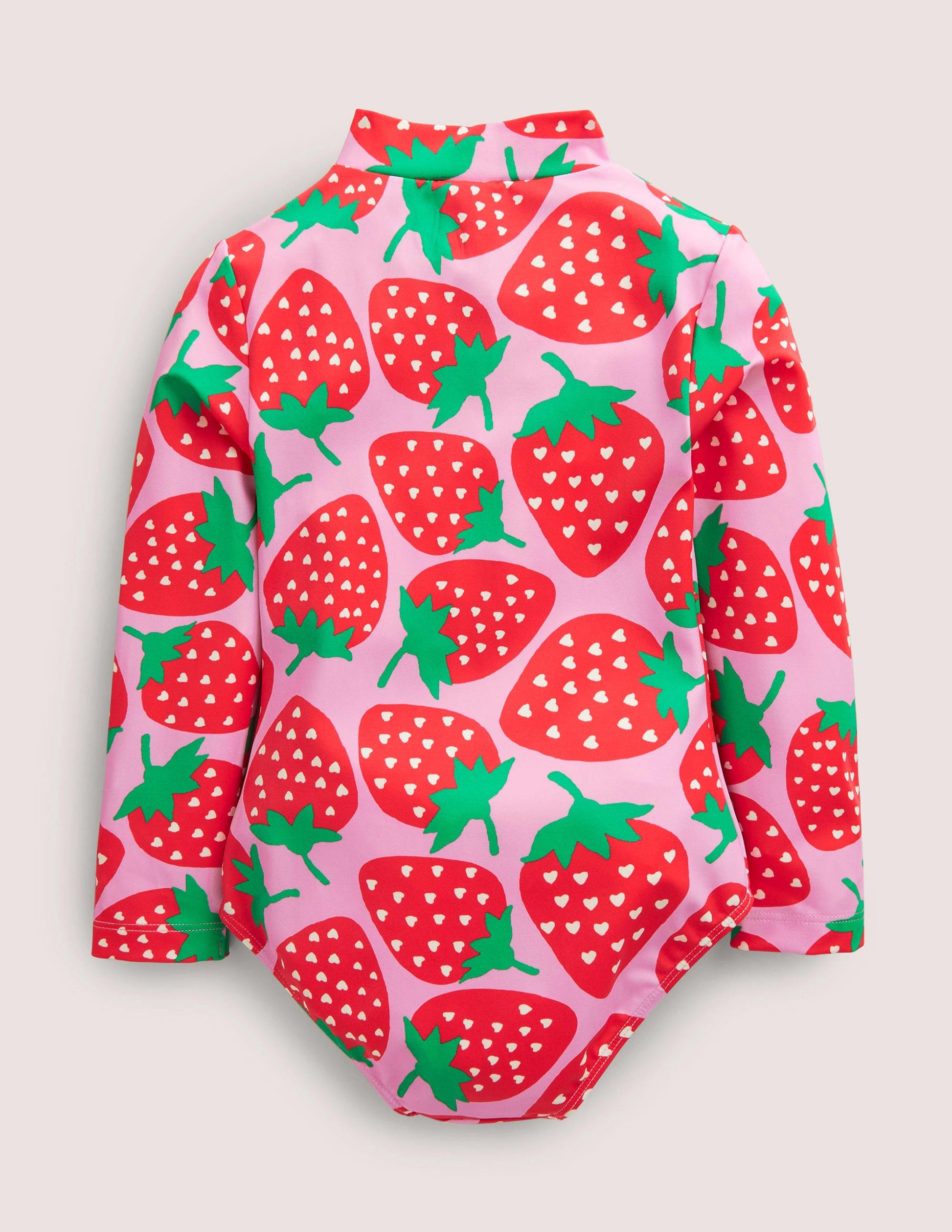 Maillot de bain à manches longues-Fraises roses bonheur-2