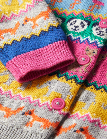 Rainbow Animal Stripe Fair Isle Cardigan-Bunt, Tier-Fair-Isle-Muster-7