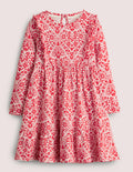 Robe en jersey à volants-Cœurs folk rouge rockabilly