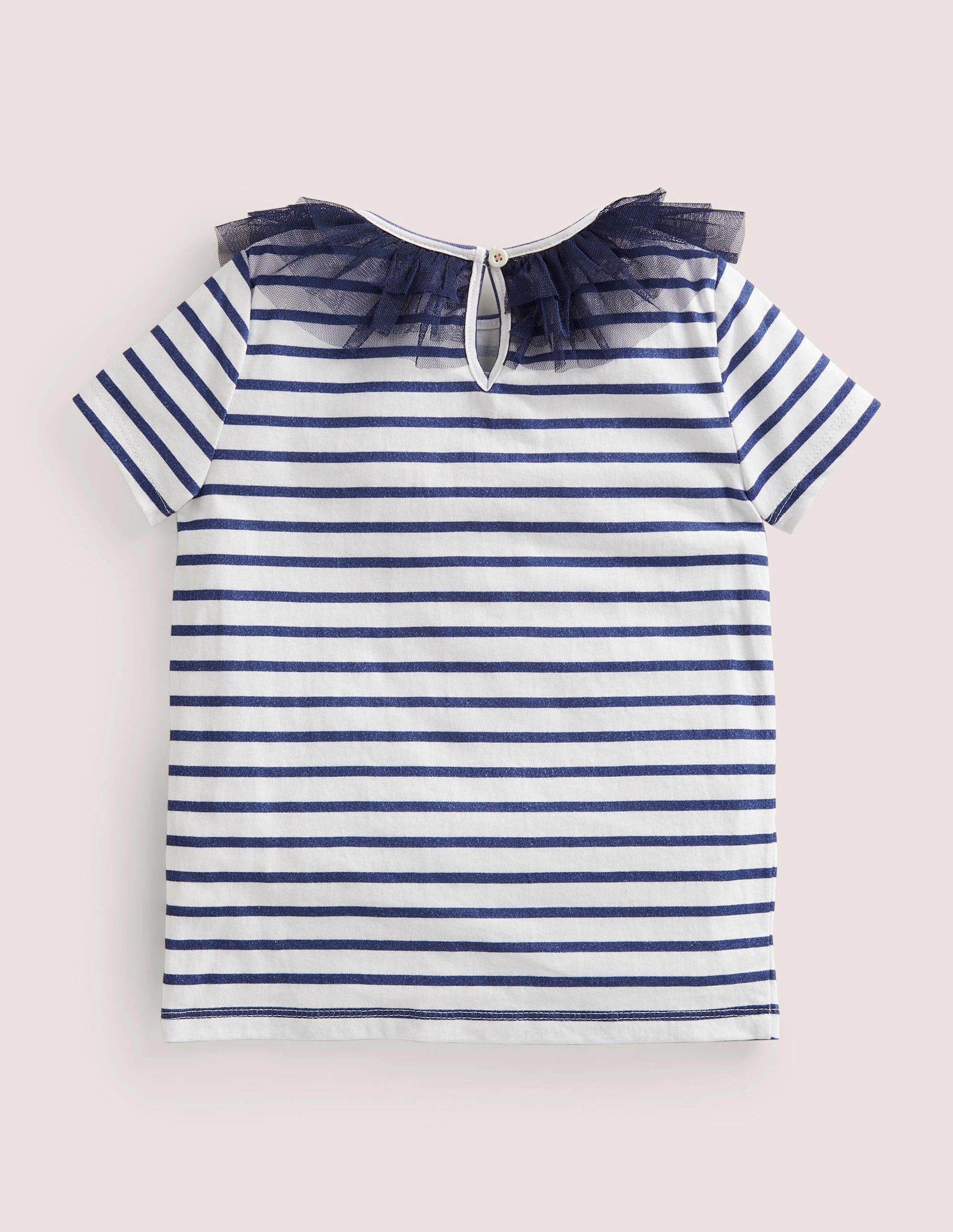 Jerseyoberteil mit Tüll-Schuluniform-Navy/Naturweiß-2