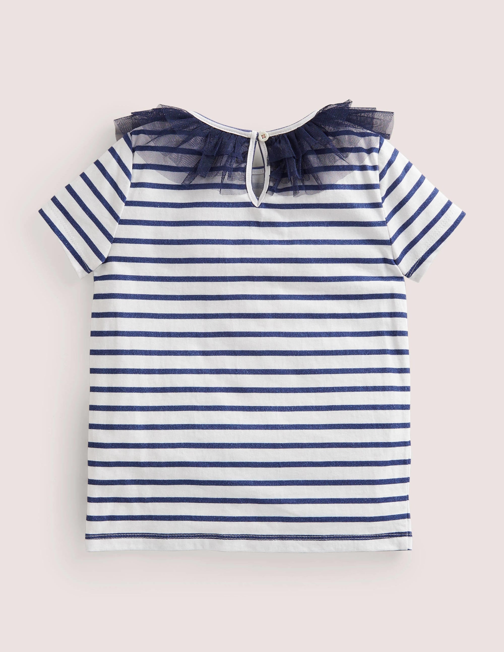 Jerseyoberteil mit Tüll-Schuluniform-Navy/Naturweiß - Image 2