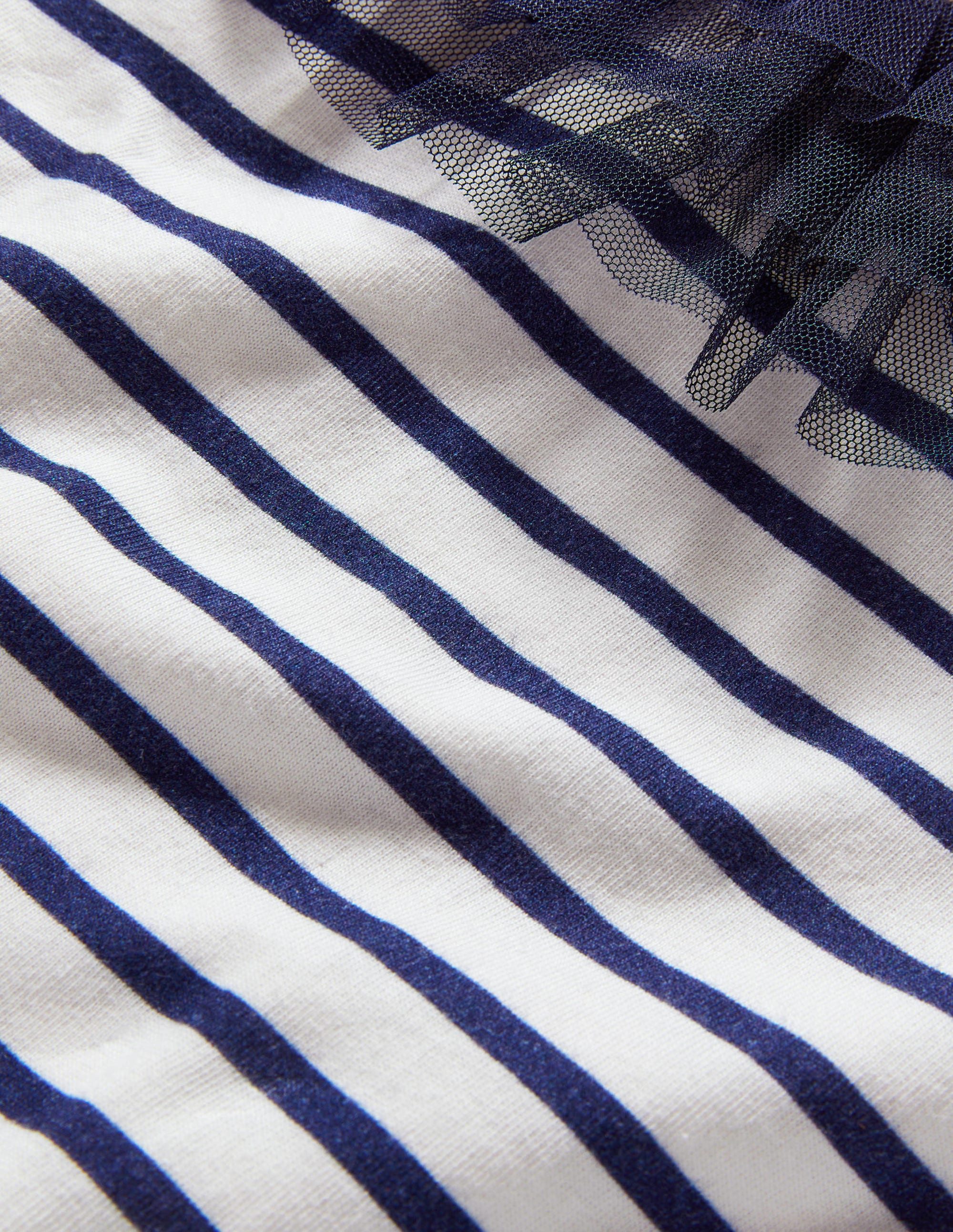 Jerseyoberteil mit Tüll-Schuluniform-Navy/Naturweiß - Image 3
