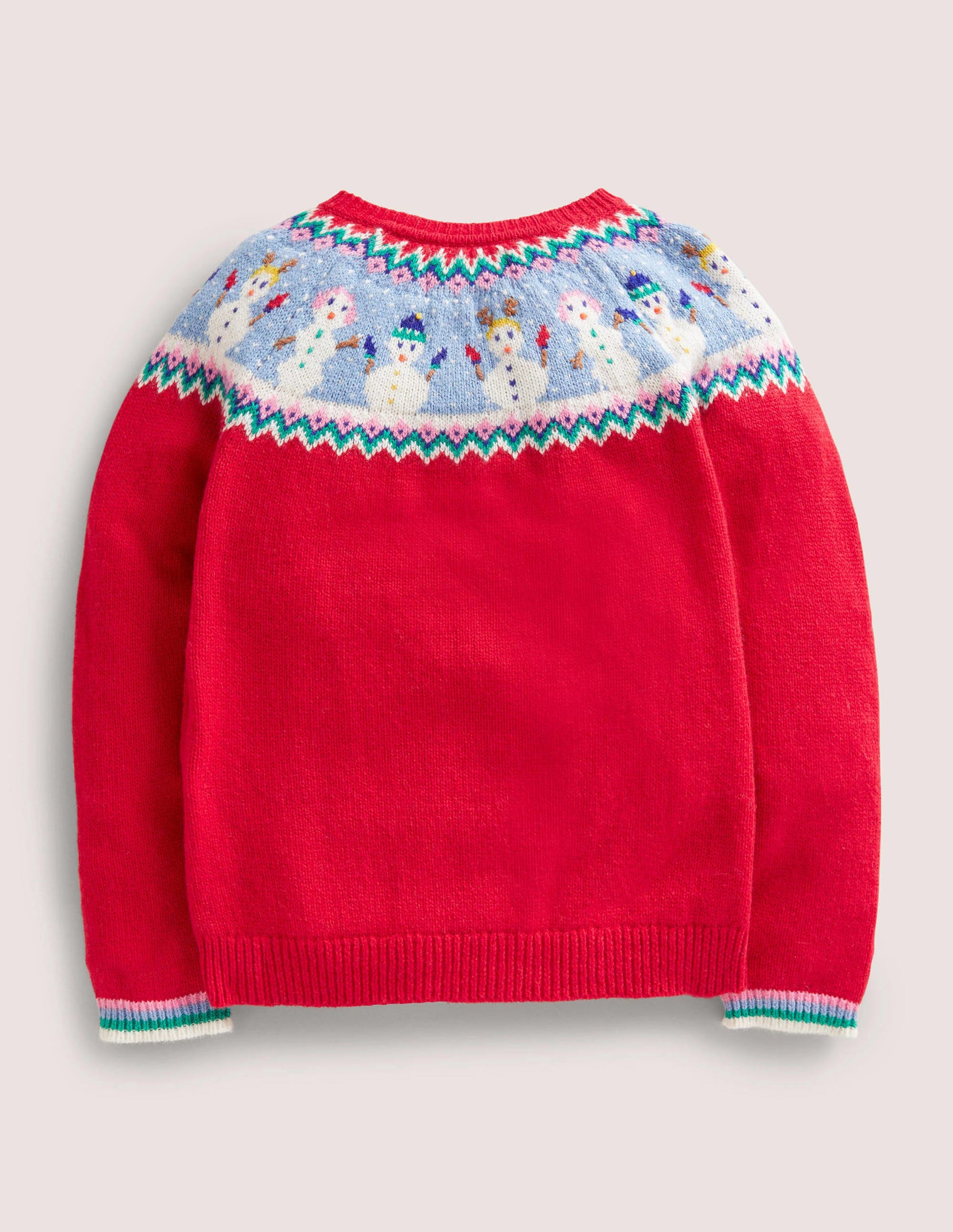 Red Snowmen Fair Isle Christmas Cardigan-Rockabilly-Rot, Schneemänner-2