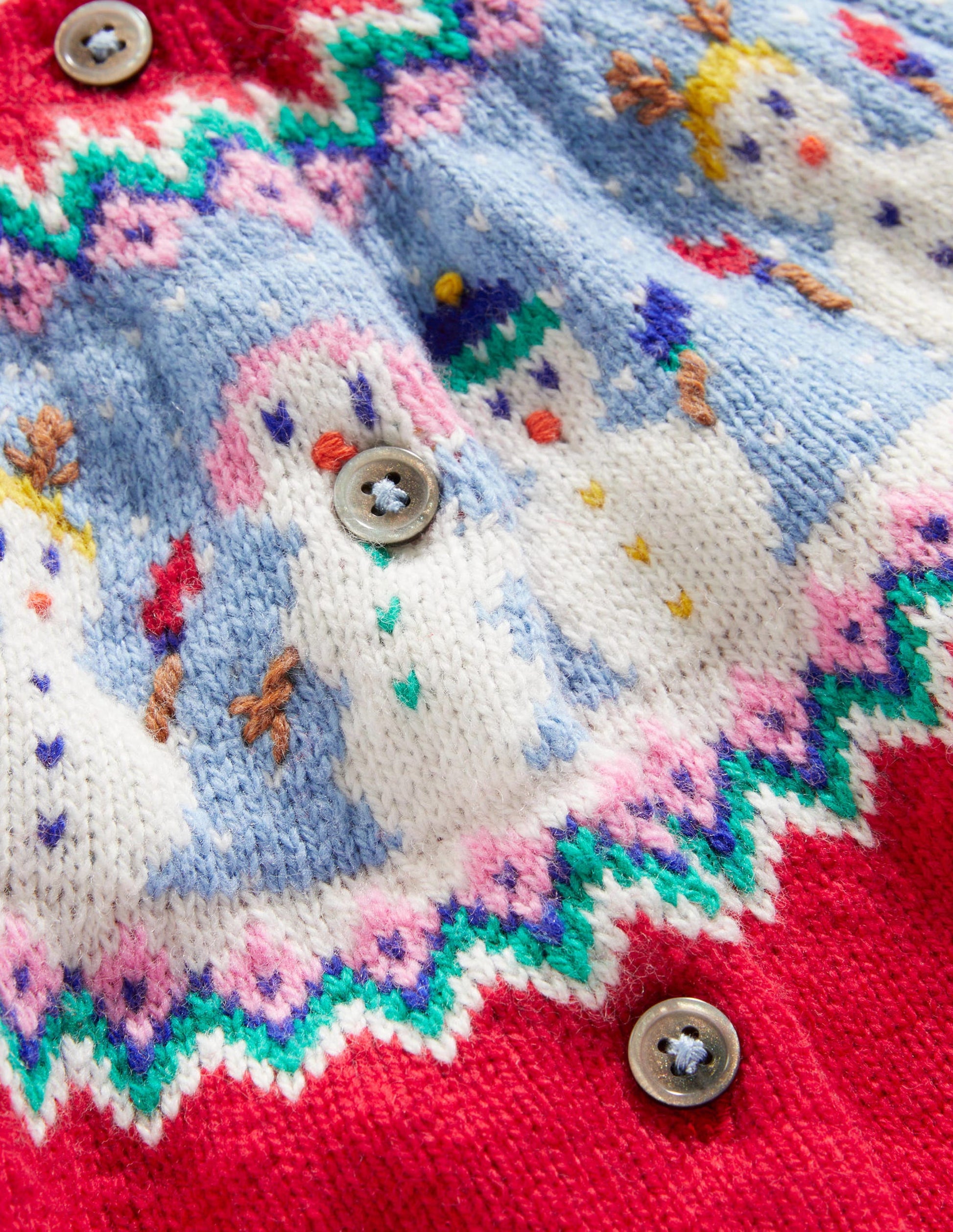 Red Snowmen Fair Isle Christmas Cardigan-Rockabilly-Rot, Schneemänner-3